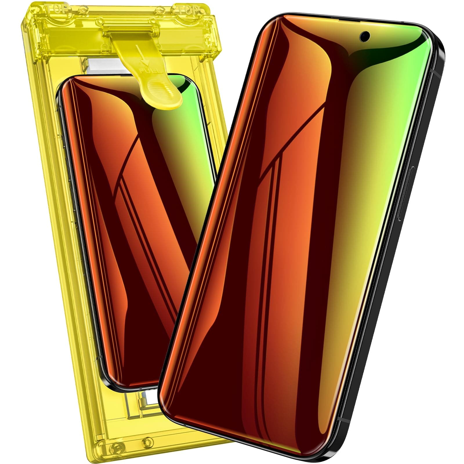 Fotbor for iPhone 16 Pro Privacy Screen Protector, 2 Pack Colorful Gradient Anti-Spy Anti-Blue Light 7H Hardess Flexible Film [Auto-Alignment Tray], Shatterproof Zero Bubble Seamless Coverage