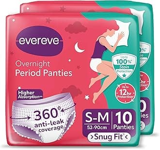 Period Panty For Girls & Women, (S-M), 2x10 Pcs, 360 Degree Coverage, 0% Leaks, High Absorbency For Heavy Flow, Maternity Delivery Pads, Postpartum & Overnight Protection, Disposable Panty