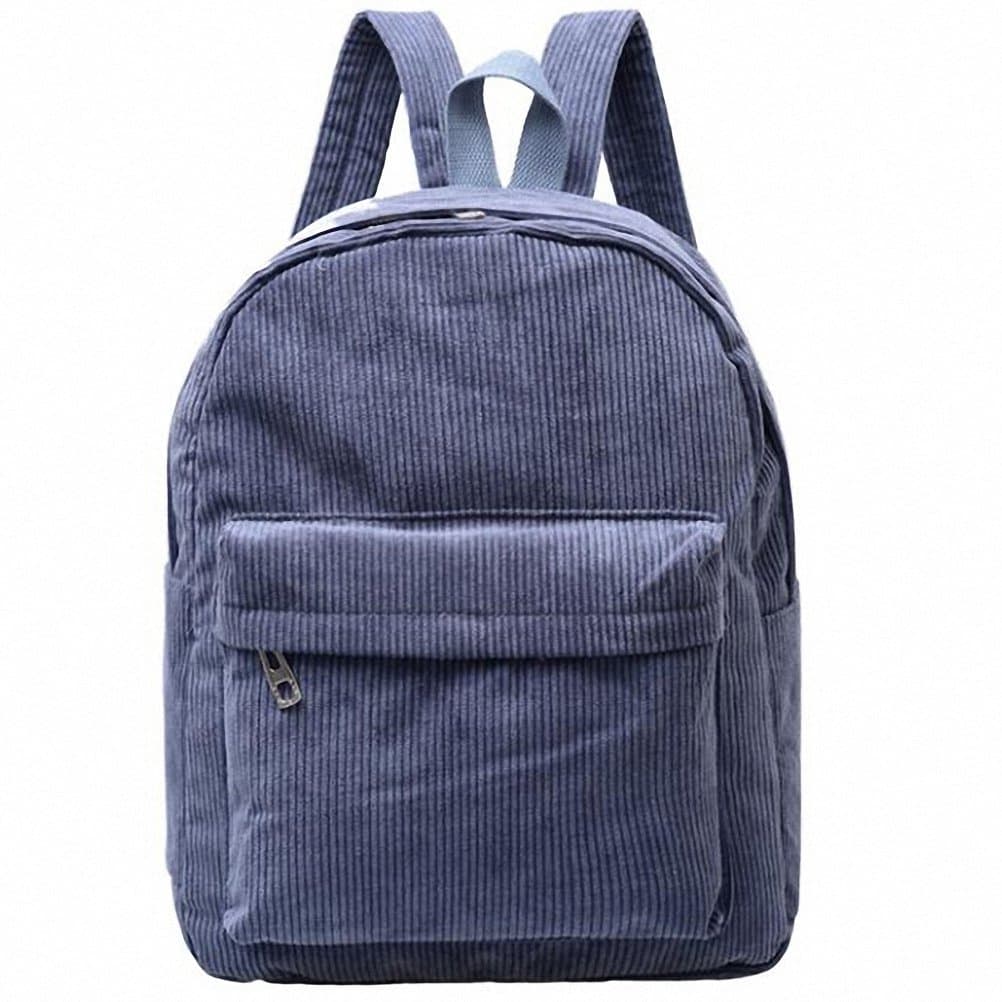 Tiamitit Women Backpack NEW Solid Corduroy Simple Tote Backpack light blue