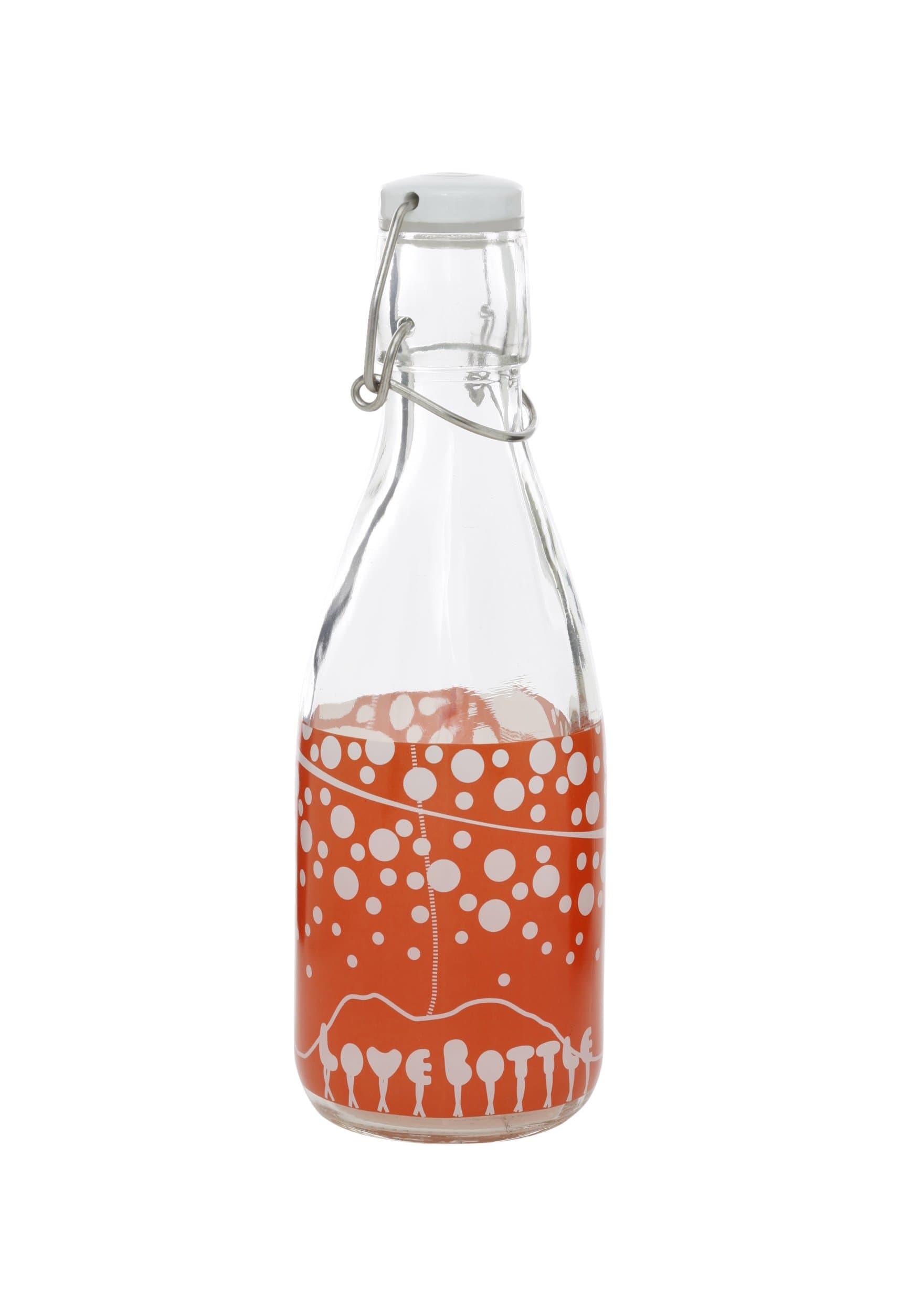 Love Bottle 500ml Bottle, Small, Orange and Bubbles
