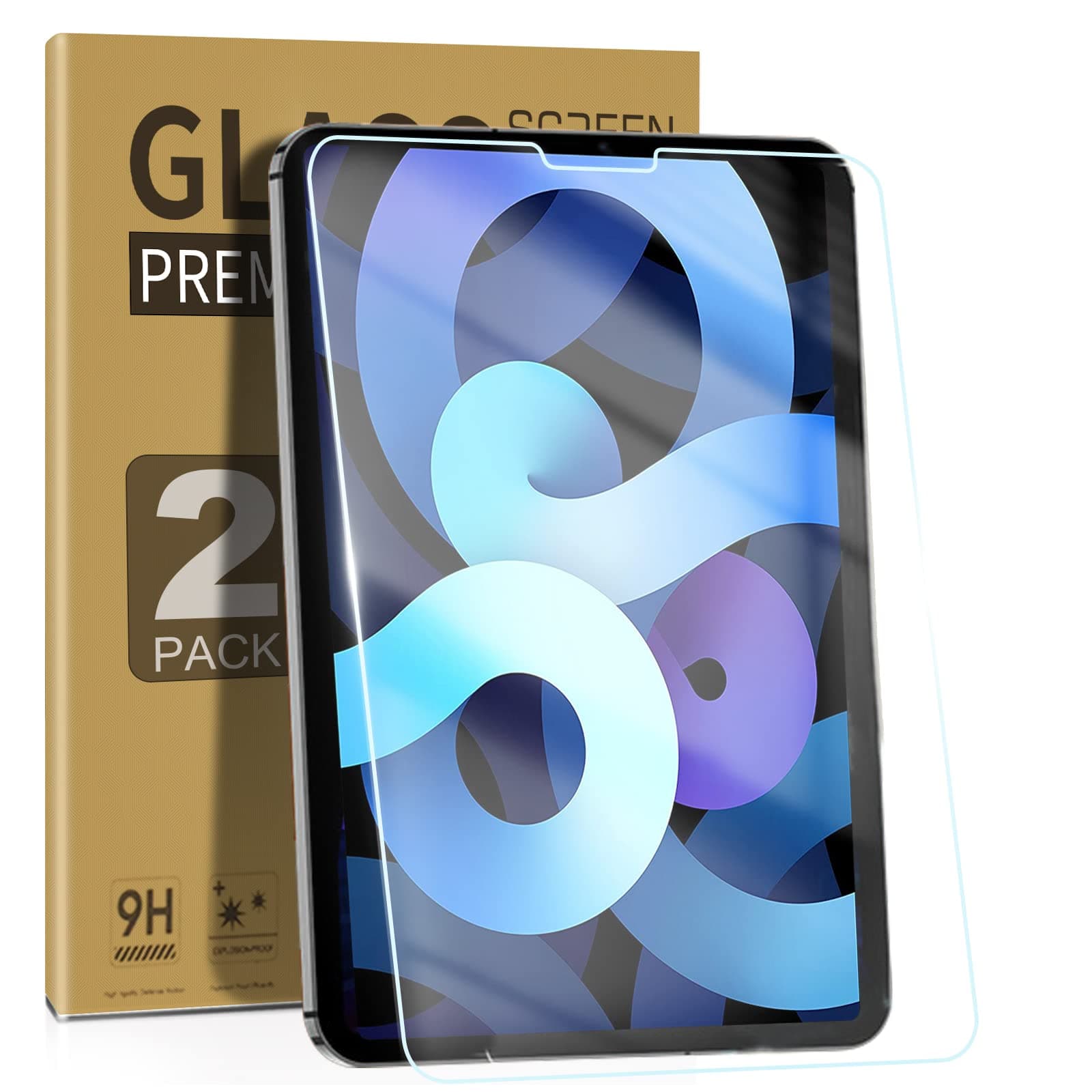 [2Pack] iPad Air 5th Generation/Air 4th Generation 10.9 Screen Protector, iPad Pro 11 inch 9H Tempered Glass Screen Protector for Pencil/Face ID Compatible, Bubble Free, Case Friendly