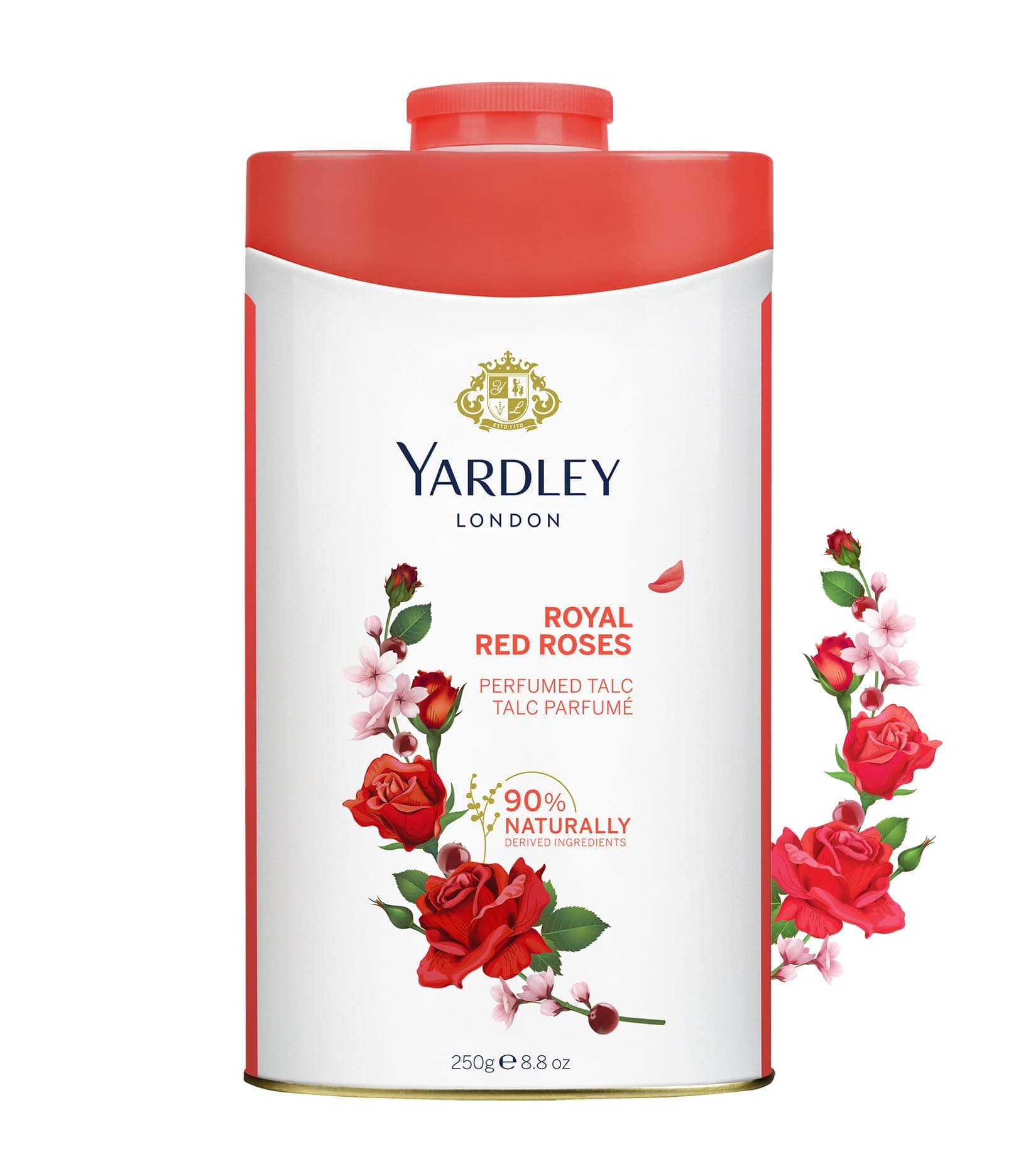 Yardley London Perfumed Talc, Red Roses, 8.8 oz, 250 g