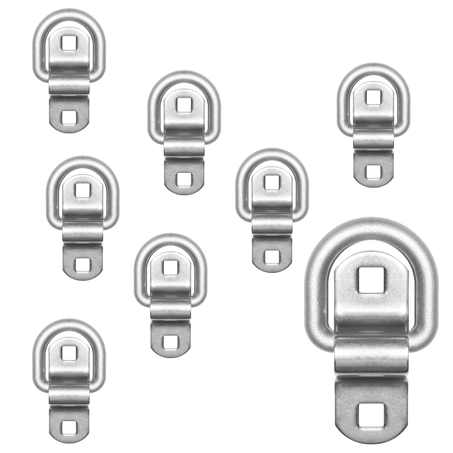 Stainless Steel Tie Down, Surface Mount D-Ring 6,000 lb. Capacity Tiedowns 8-Pack