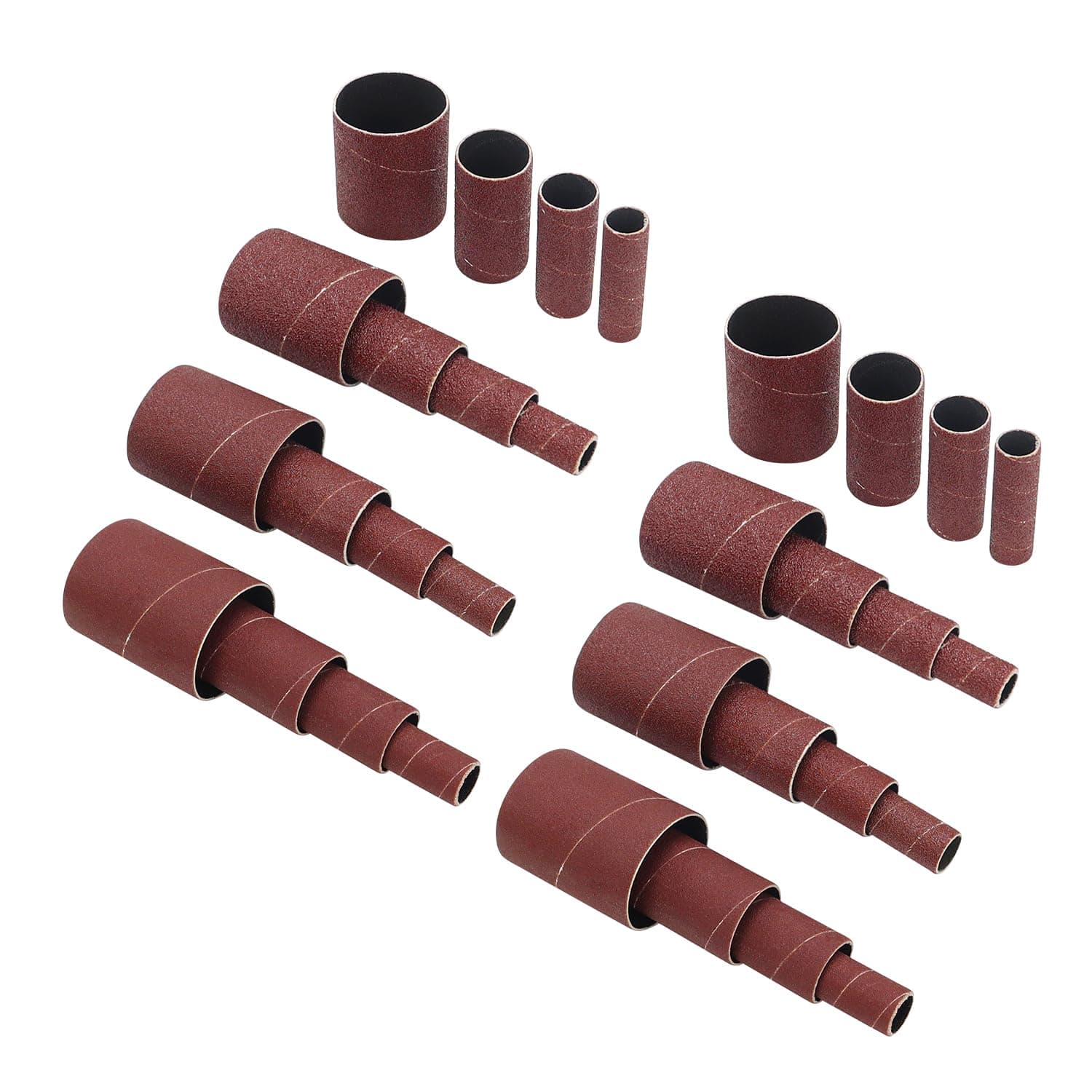 32 Pack Spindle Sander Sleeves, 2”Length, 1/2”,3/4”,1”,1-1/2” Diameter Sanding Sleeves Set for Drill,40 80 120 240 Grit