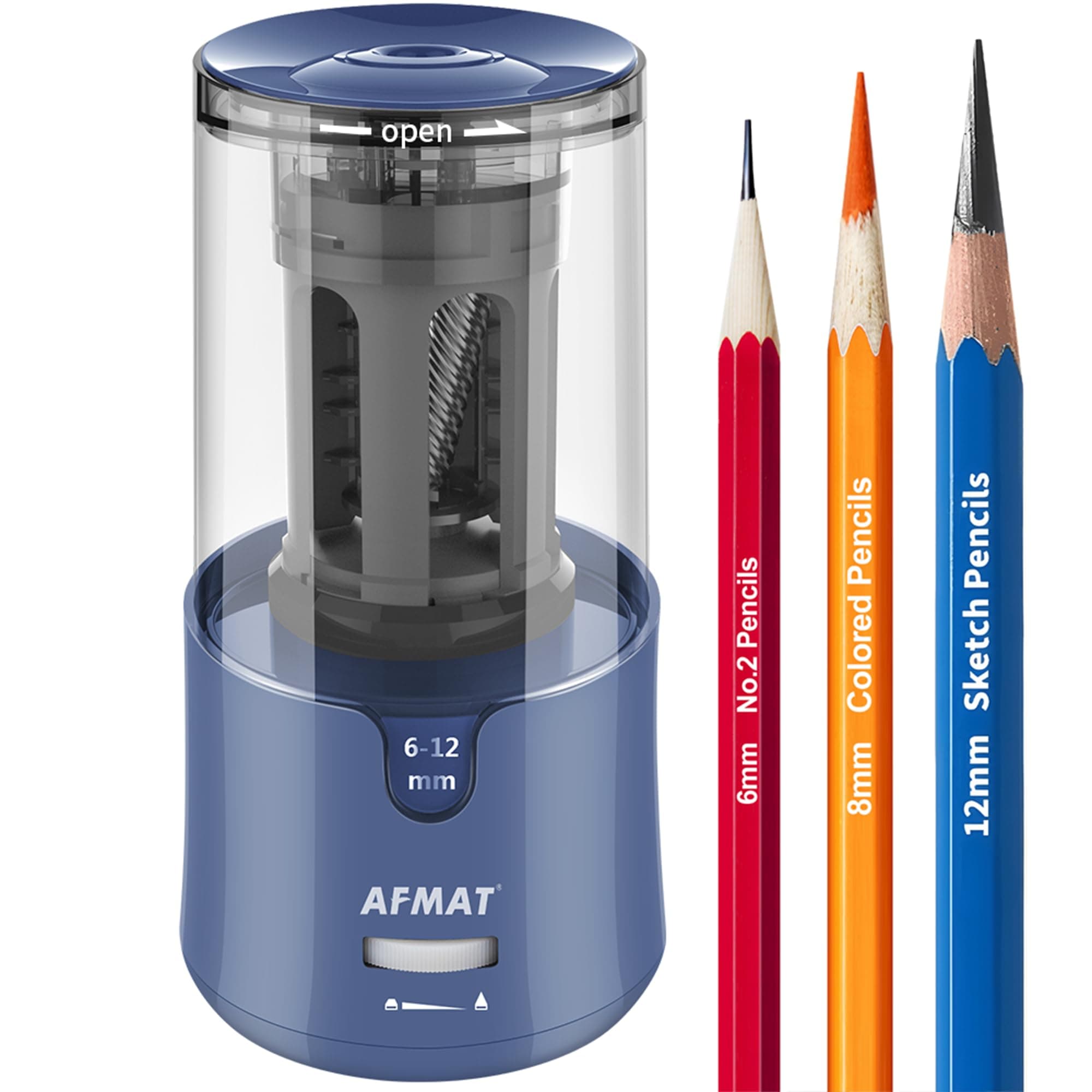 AFMATLong Point Pencil Sharpener, Auto Stop & Fast Sharpening, Electric Pencil Sharpener for Artists, Super Long Point, Charcoal Pencil Sharpener Plug in for φ6-12mm Drawing/Sketching/Colored Pencils