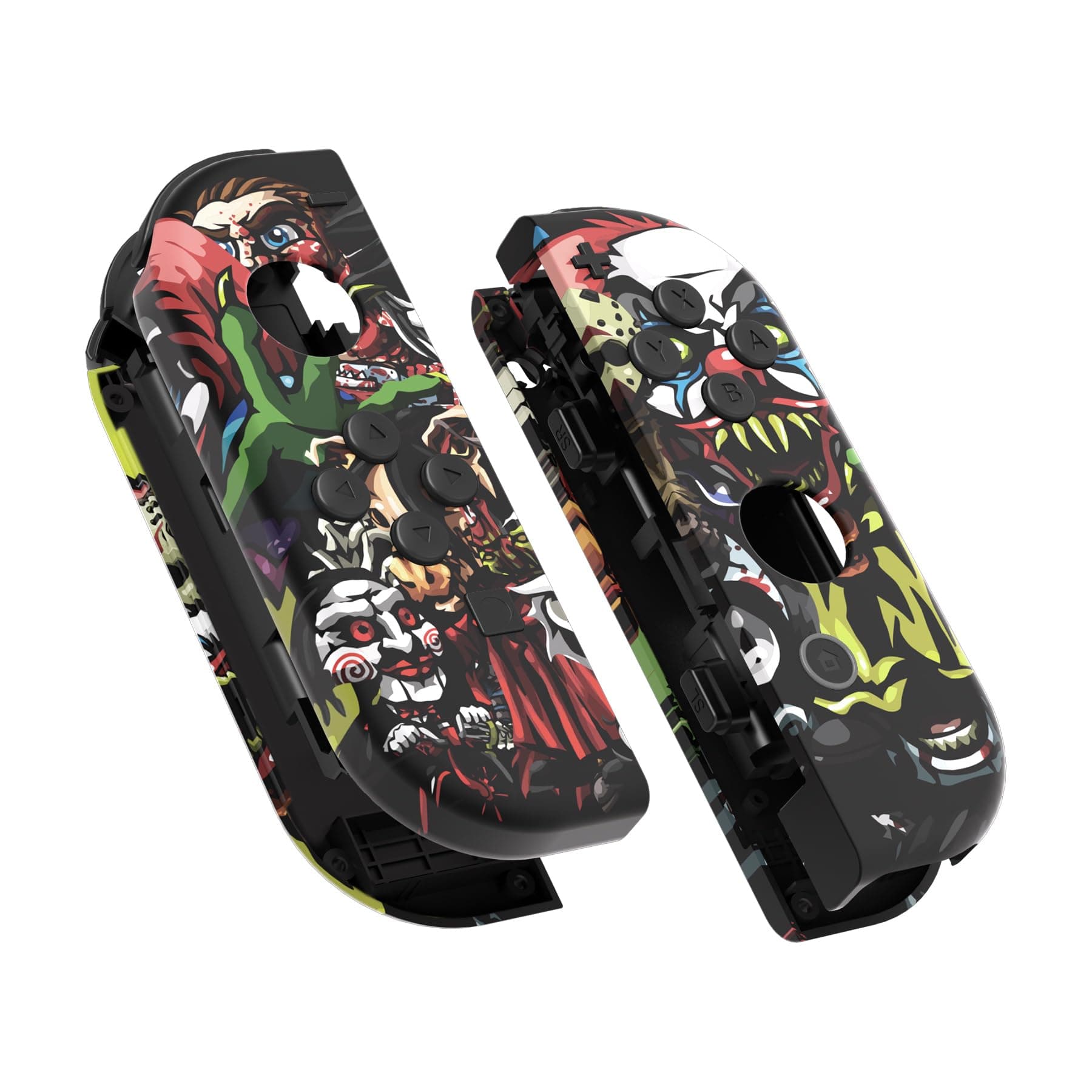 eXtremeRate Soft Touch Grip Scary Party Joy con Handheld Controller Housing with Full Set Buttons, DIY Replacement Shell Case for Nintendo Switch Joycon & Switch OLED Joy con