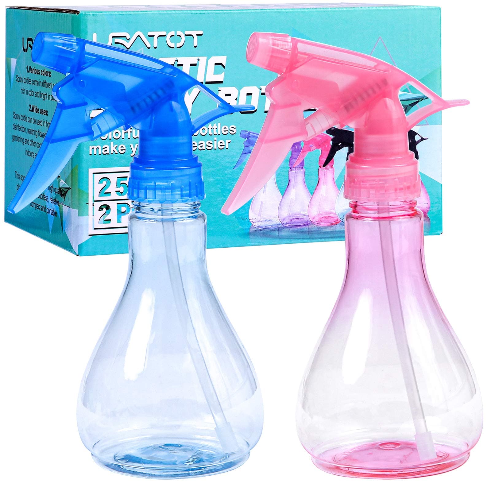 URATOT 2 Pieces Plastic Spray Bottles Trigger Sprayer Empty Bottles for Gardening, Cleaning, 250ml