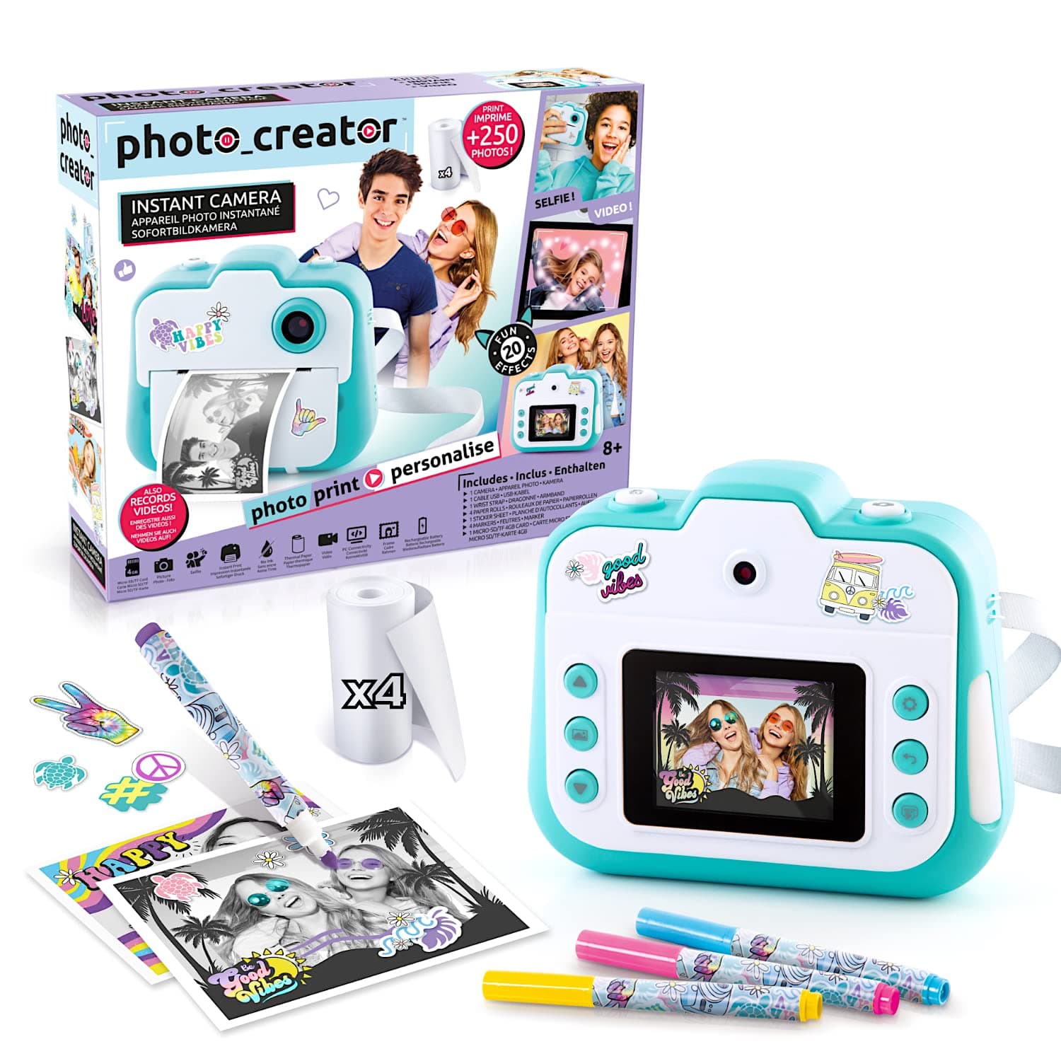 Studio Creator Photo Creator Instant , Kids Digital Camera with Built-In Printer, 250+ Dry Prints, 4GB Micro SD Card Included, Rechargeable, (CLK 004),Multicolor,24.1 x 6.1 x 20.1 centimeters