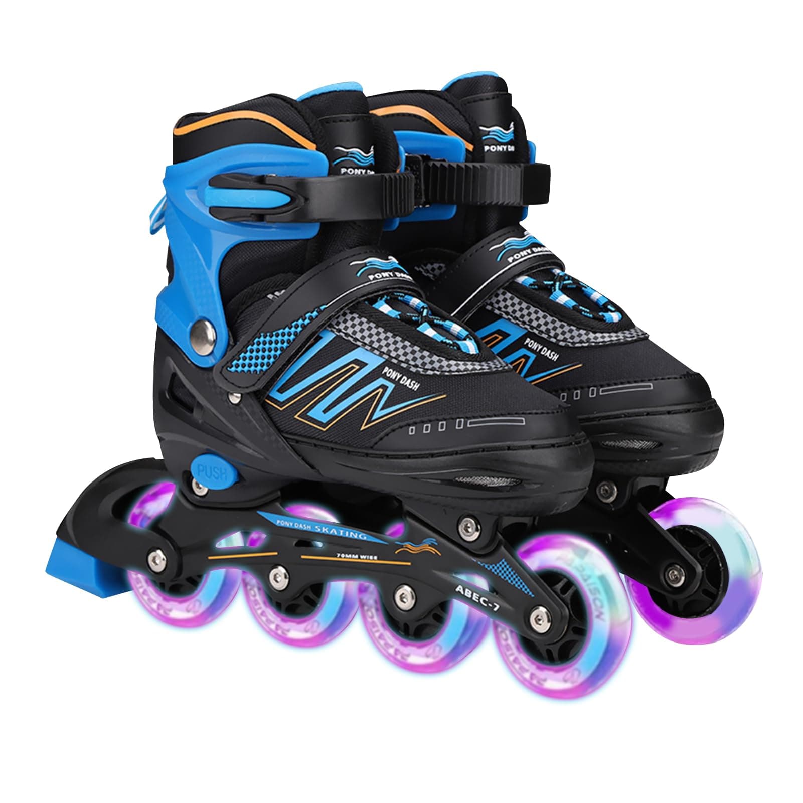 DAYONG Kids Roller Skates, 4 Adjustable Sizes Inline Skates with Full Light Up Flash, Rollerblades with High Elastic PU Wheel and Breathable Fabric, Suitable for Boys Girls Beginner.