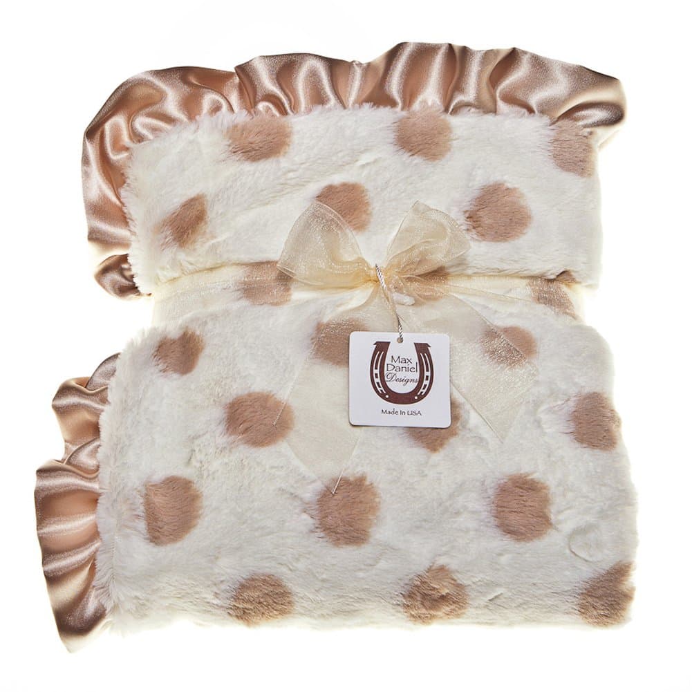 Max Daniel Plush Baby Throw Blanket, Champagne Dots