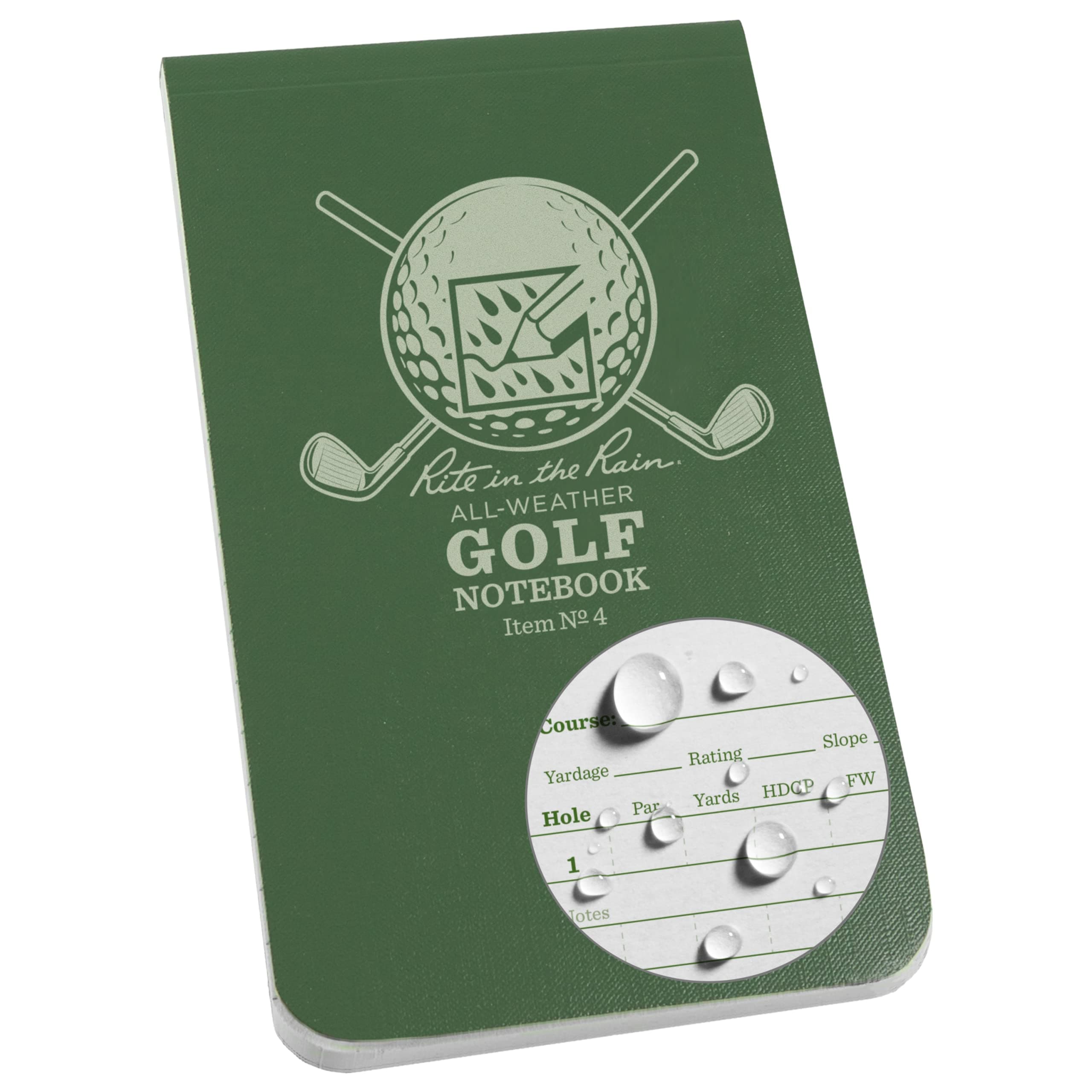 All Weather Golf Notebook, 3.5" x 6", Green Field Flex, Club Yardage Book & Hole Notes (No. 4)