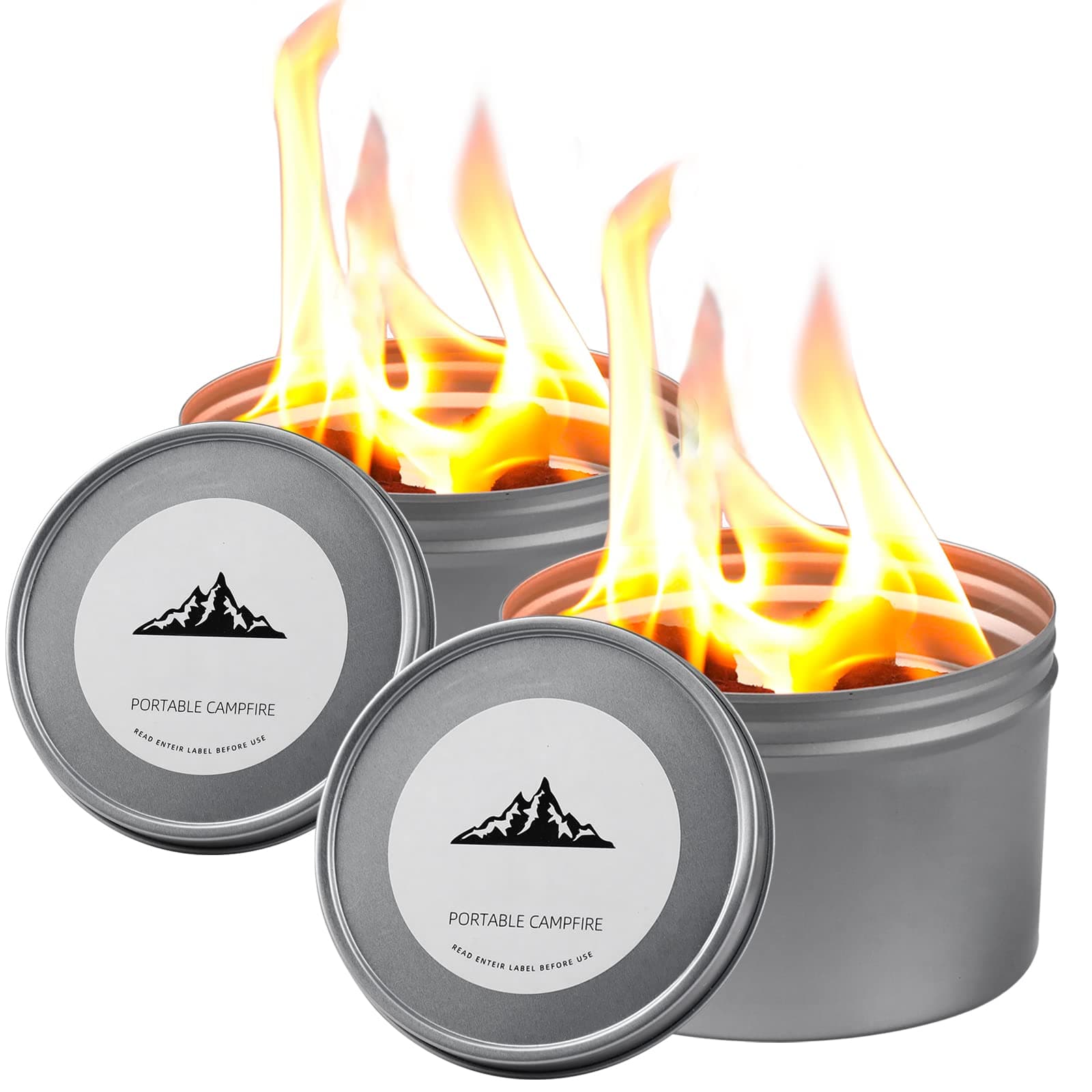 2 Pack of Portable Campfire, Compact Fire Pits 3-5 Hours of Burn Time Smores Fire Pit No Embers No Wood Emergency Fire Starters for Camping Picnics Party and More