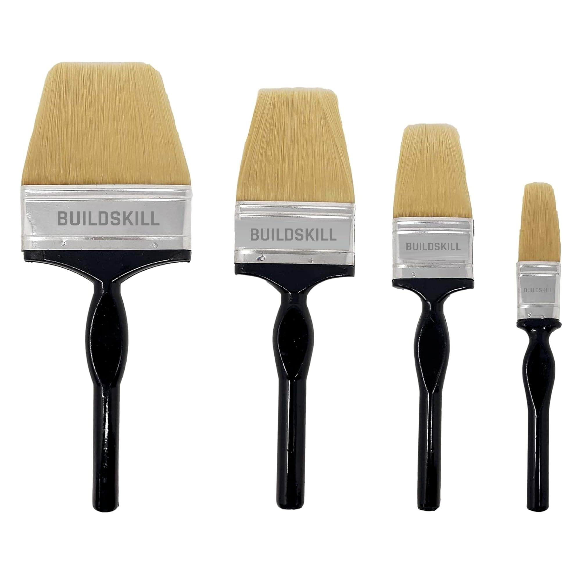 BUILDSKILL 4 Pcs Paint Brush Set | Size 1", 2", 3", 4" | Soft Bristle Paint Brush for Wall | Durable & Thick Paint Brushes for Windows & Doors | Smooth Finish | DIY & Professional Use Painting Brushes