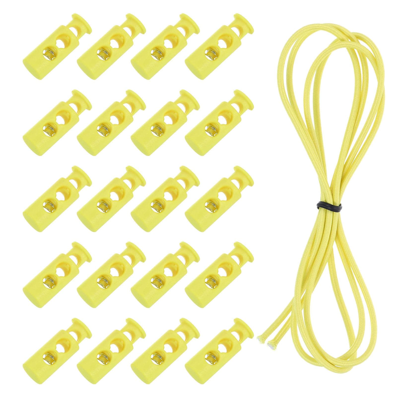 sourcing map Double Hole Cord Locks with Elastic Shock Cord, Plastic Spring Toggle Stopper Clip with Stretch String