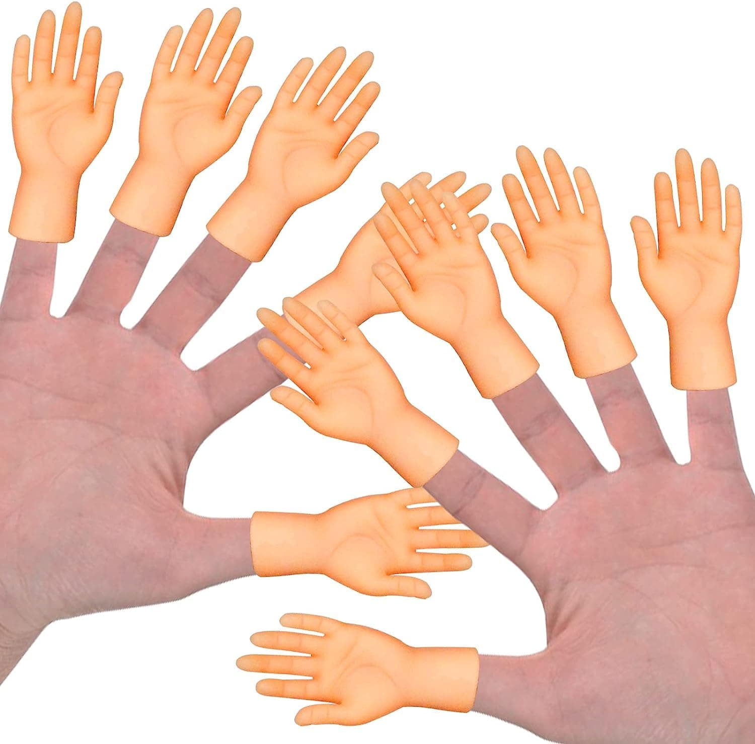 10 Pcs Tiny Hands Fingers,5 Left & 5 RightFinger Puppets for Hands,Mini Prank Hand & Gag Gifts for Adults,Party Favors