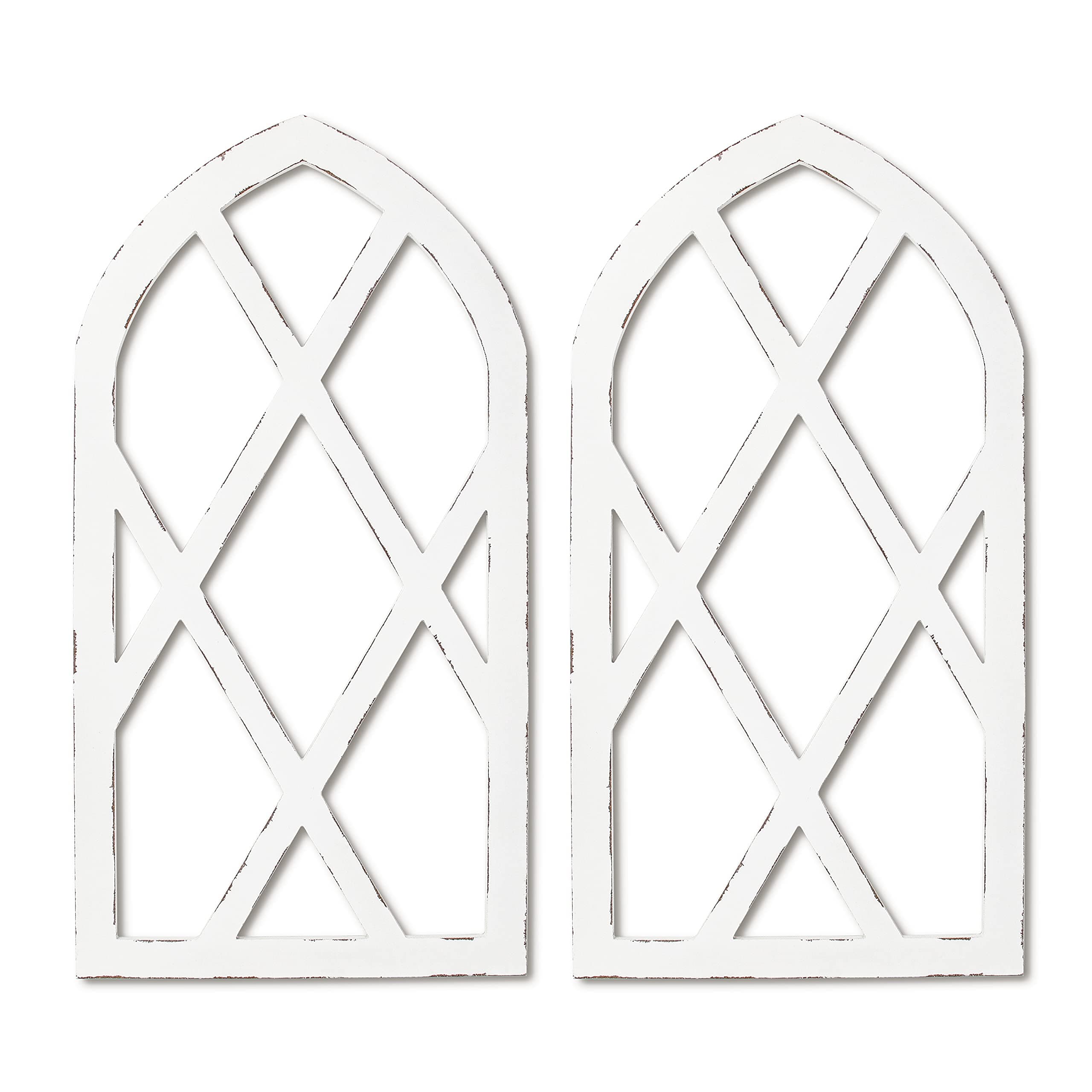 EMASION 2-Pack 16 x 31 Inches Rustic White Window Frame Wall Decor, Farmhouse Wood Window Pane, Vintage Country Decorations for Home, Living Room, Bedroom