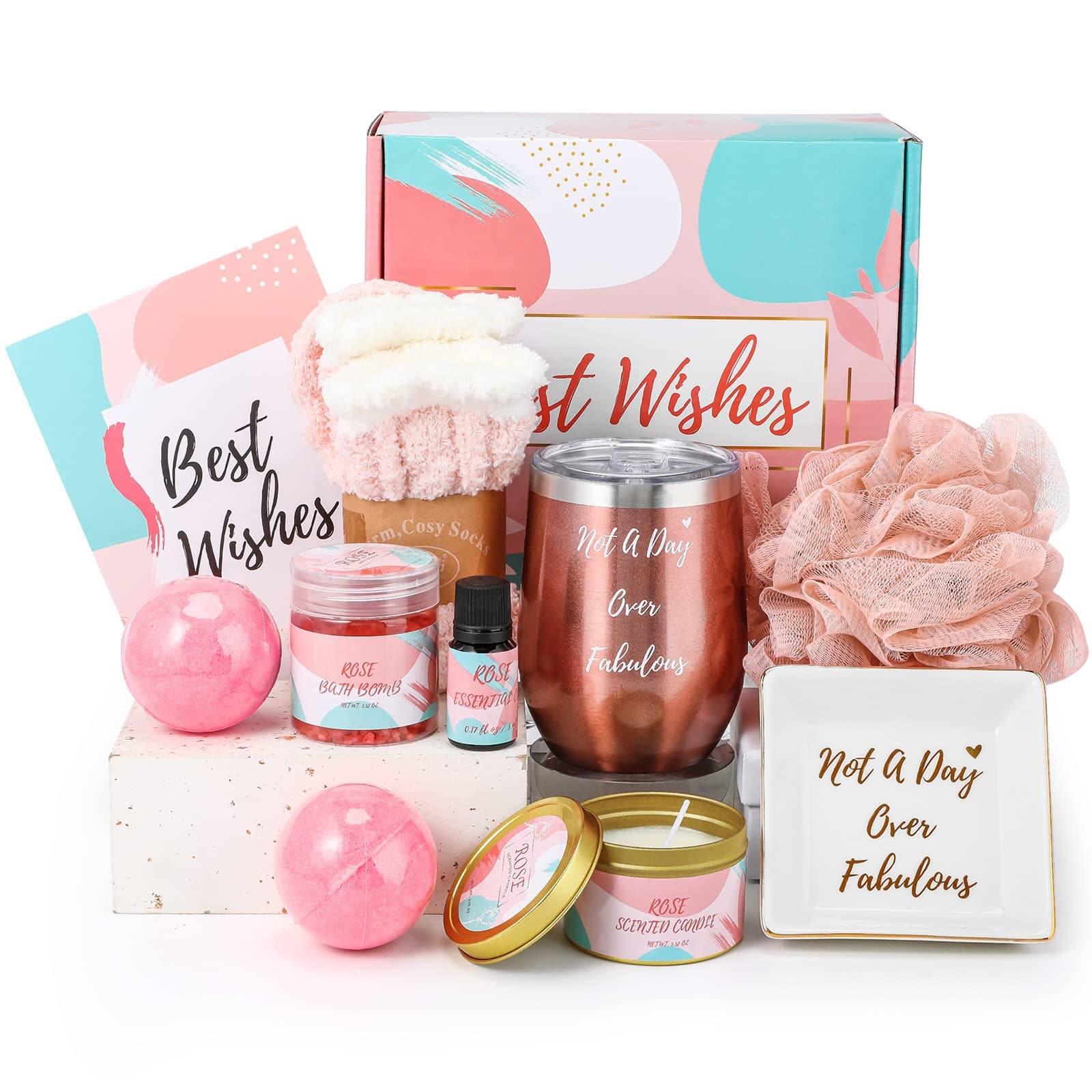 Beauenty 11PC Scented Candles & Bath Bombs Set,Gifts for Women for Birthday Mother's Day Women's Day,Bath Bubble Set Gifts,Relaxing Spa Gift Set for Women (pink rose)