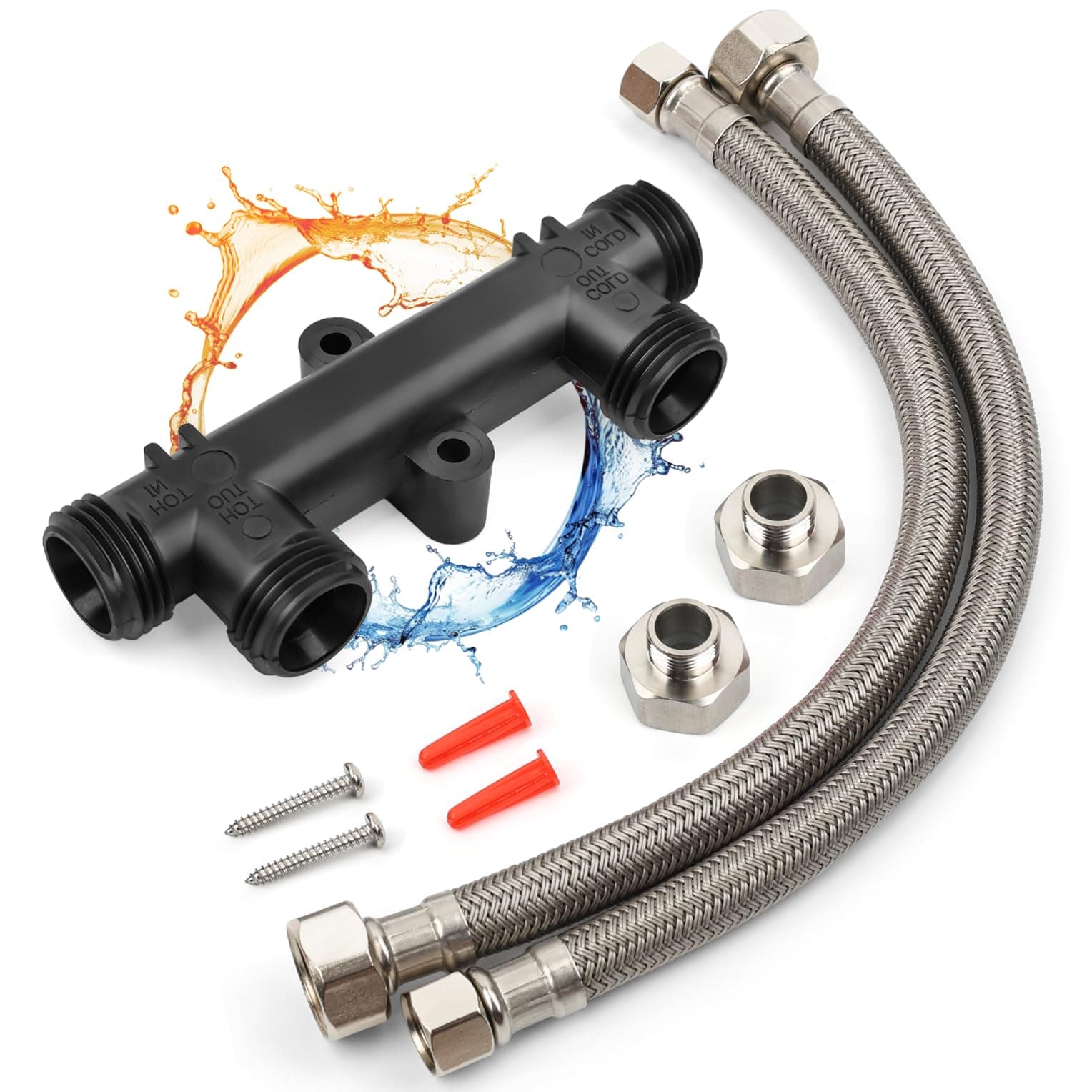 WP596816 Replacement Sensor Valve Kit, 4.5 Inch Sensor Valve, 2 x 12 Inch Supply Lines, 367010 595926 Instant Hot Water Recirculating Pump System