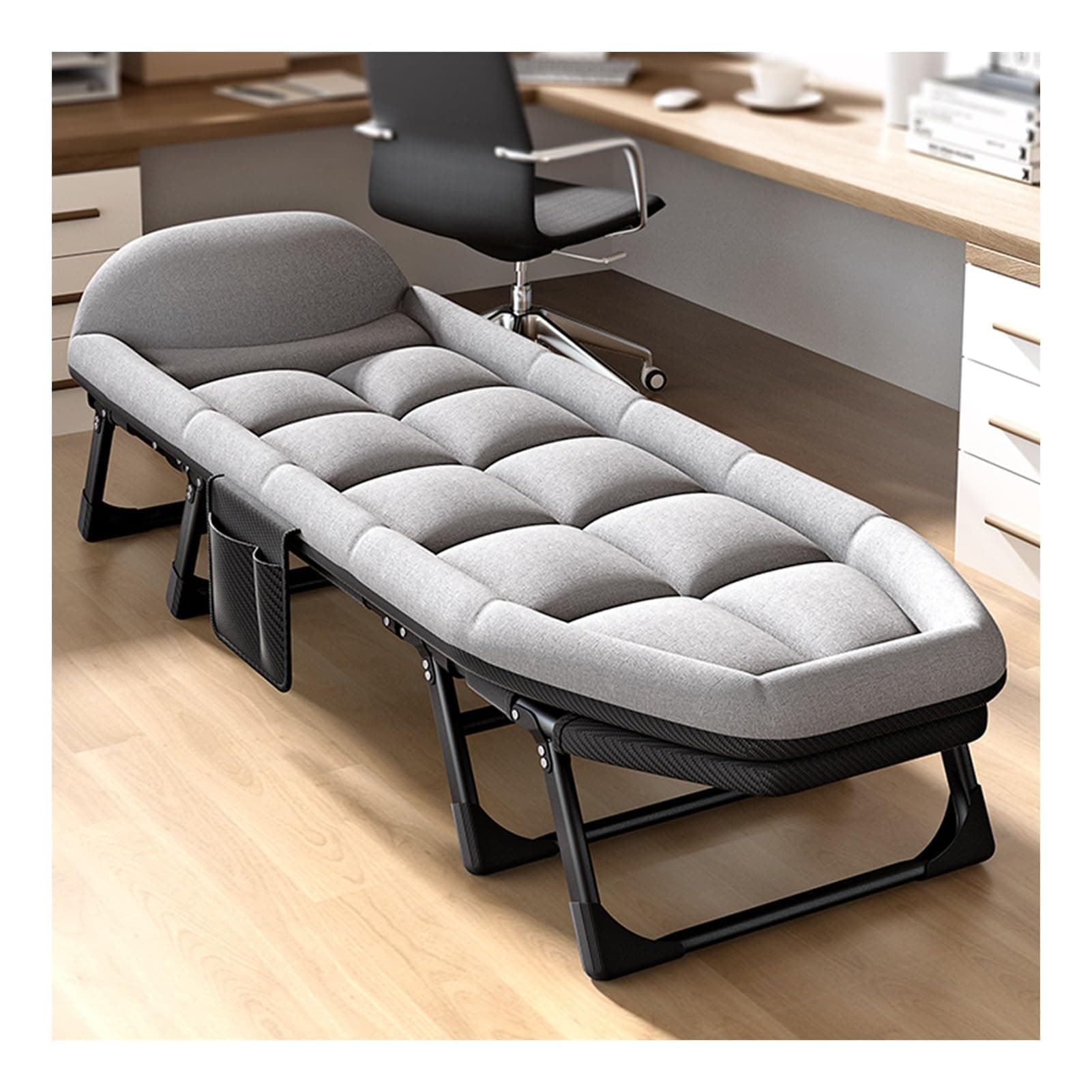 Folding Bed with Memory Foam Mattress, Folding Camping Cot with Cushion & Pillow, Heavy Duty Outdoor Indoor Bed, Portable Foldable Guest Beds (Grey Large with Pillow)