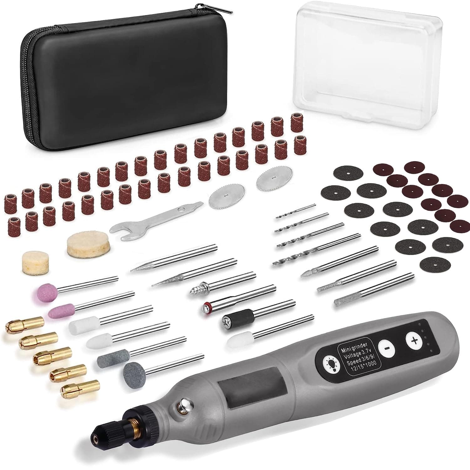 Rotary Tool Kit, Cordless 5-Speed Variable and USB Charging Cable Mini Power Rotary Tools, 3.7V with 81pcs Accessories for Cutting, Drilling, Sanding, Engraving, Polishing and DIY Crafts (Grey)