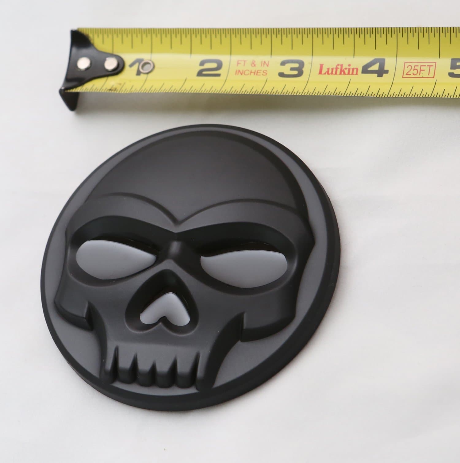 Skull 3d Motorcycle Auto Emblem (Large, Black/Black)