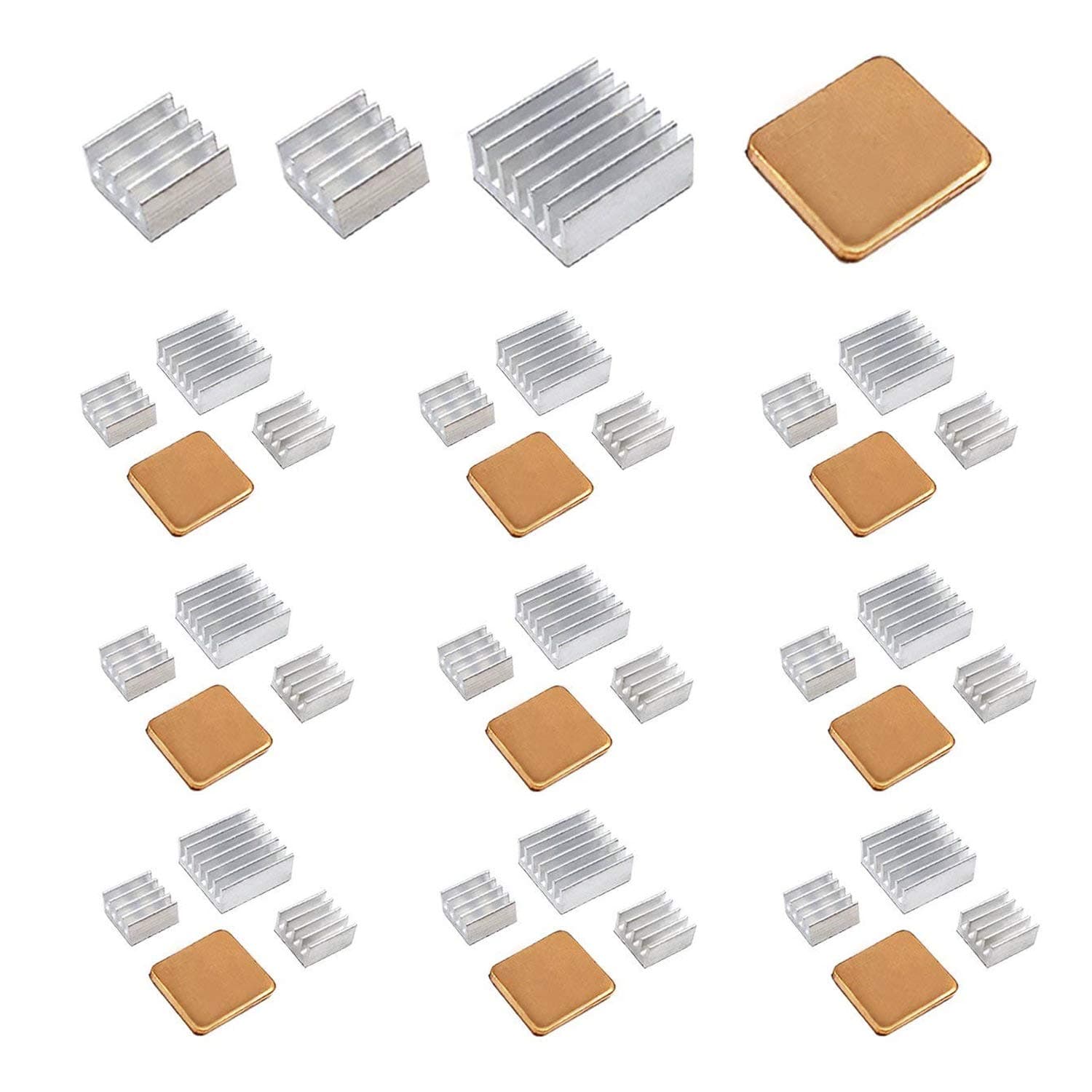 40PCS Raspberry Pi Heatsink Kit High Performance Aluminum Heatsink for Raspberry Pi B B+ 2 and 3, Heatsink Copper Pad Shims, with Thermal Conductive Adhesive Tape