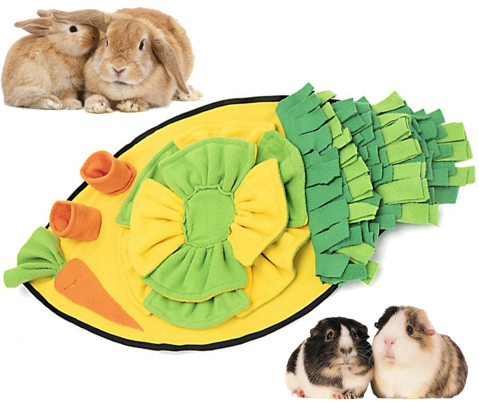 kathsonRabbit Foraging Mat Bunny Snuffle Pad Small Animals Interactive Nosework Feeding Toy Polar Fleece Pet Bed Treat Dispenser for Chinchillas Ferrets Dogs