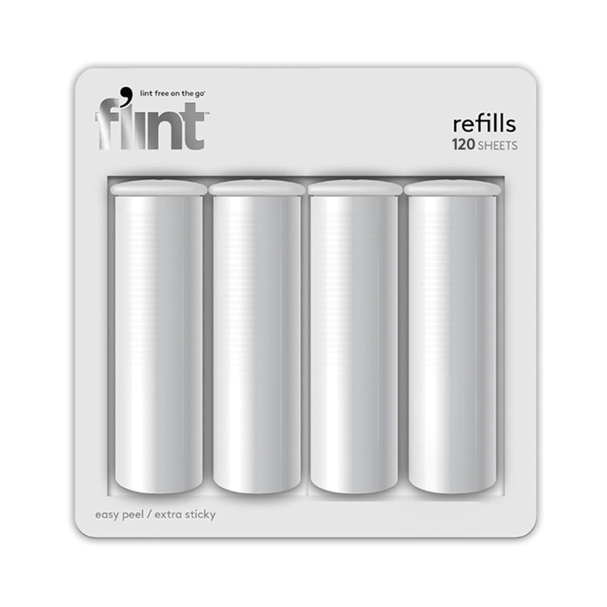 Flint Original Lint Roller Refill, Extra Sticky, Compatible with Flint Retractable Lint Roller, Lint Rollers for Pet Hair Extra Sticky Refill - Pack of 4
