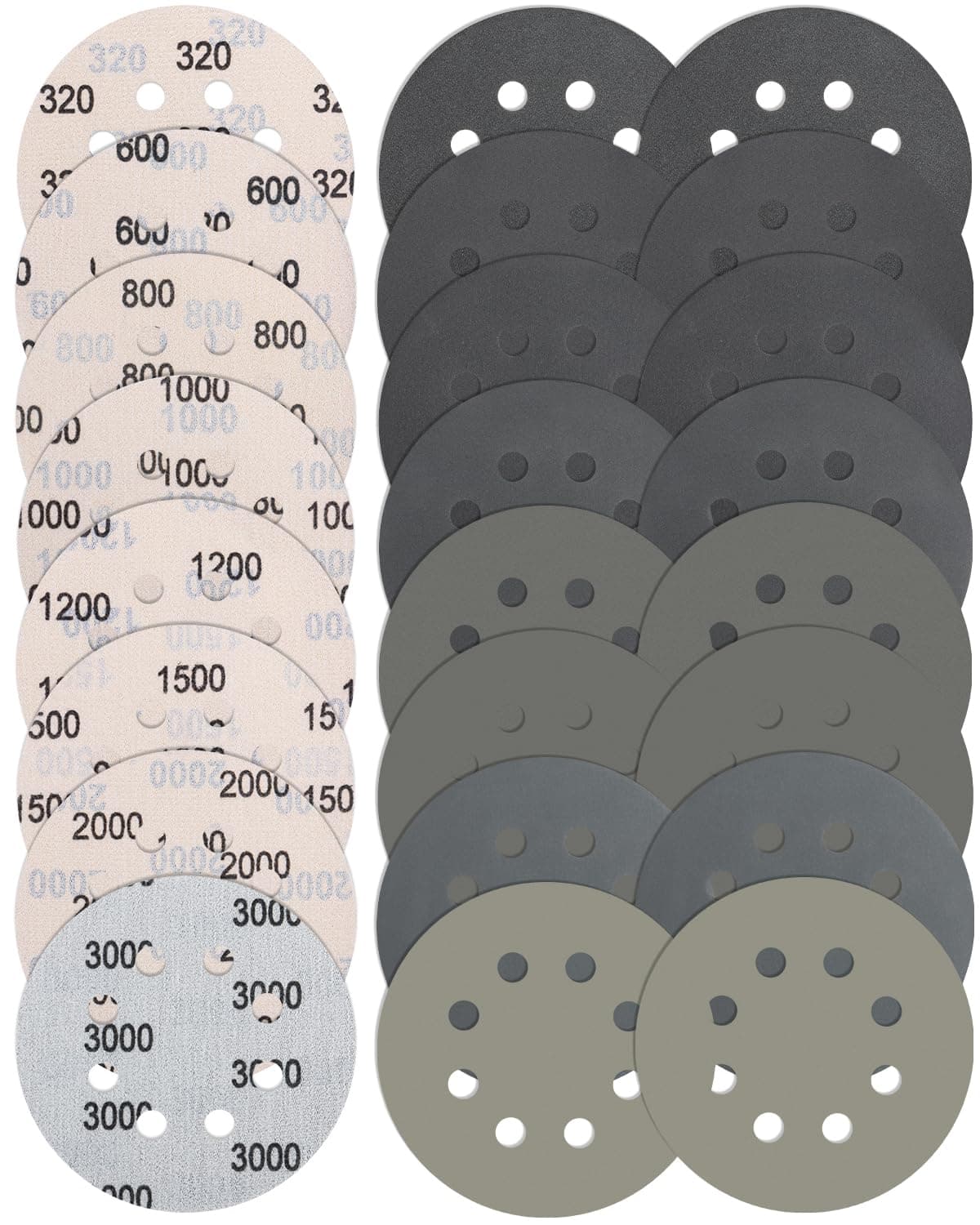 24Pcs 125mm Sanding Discs Grit 320-3000