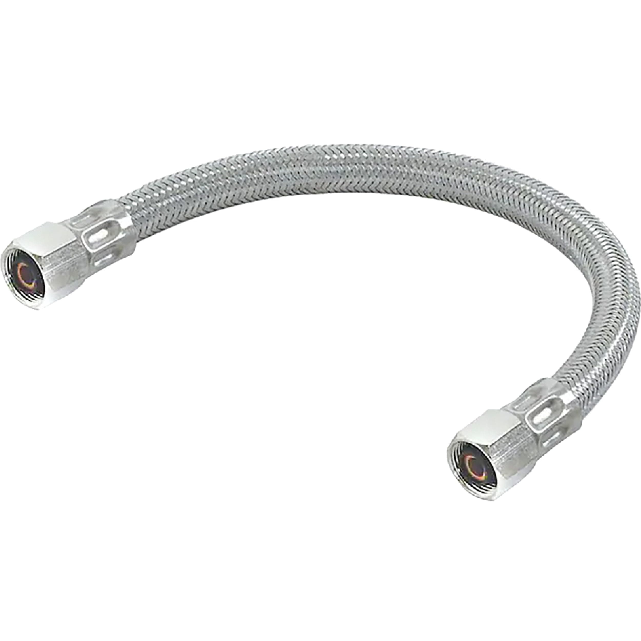 Eastman Ice Maker Connector, 1/4 inch Compression, 1 ft Flexible Braided Stainless Steel Hose, 48383, Silver