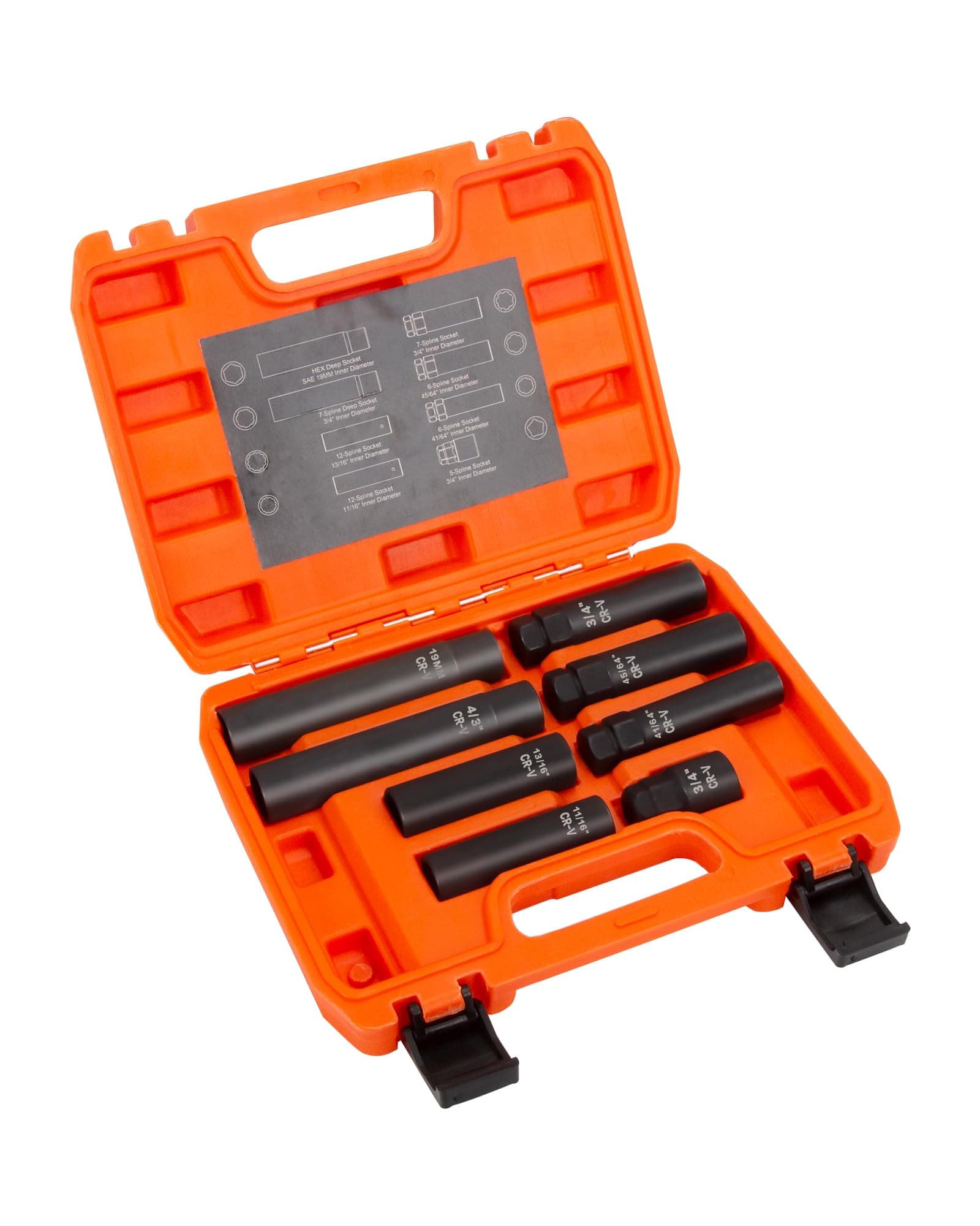 8PCS Lug Nut Socket Set, SAE Metric Wheel Lock Removal Kit, Locking Lug Nut Master Key Set for Aftermarket Wheels, Spline and Spike Lug Nut Socket Key