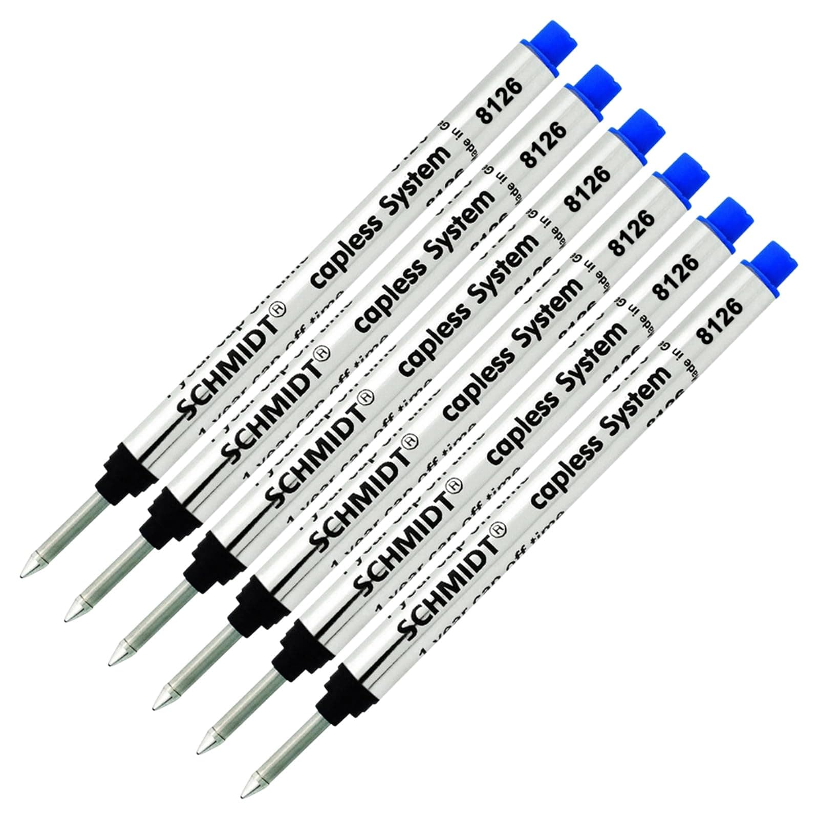 8126 Long Capless Rollerball Refill - Blue Ink (Fine Tip 0.6mm) - Pack of 6