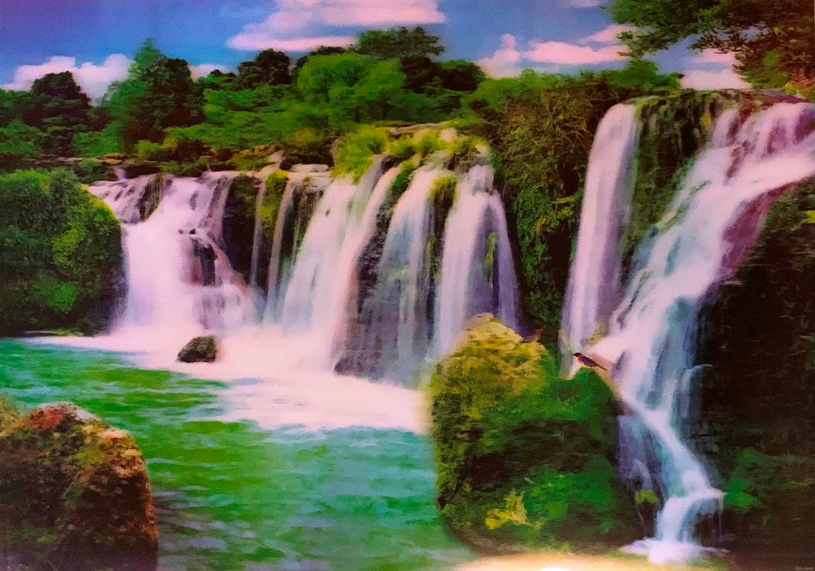 3d effect BIG 19.5" x 27.5" Lenticular/Poster Stereoscopic Print Paint Plastic Picture - water fall