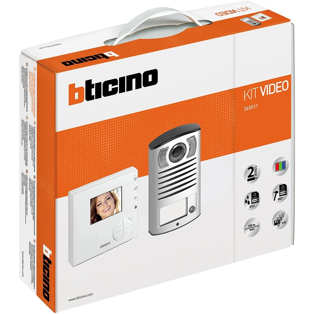 Bticino 365511 Kit Intercom Class 100 V12B and Handbox Linea 2000 with Colour Camera White