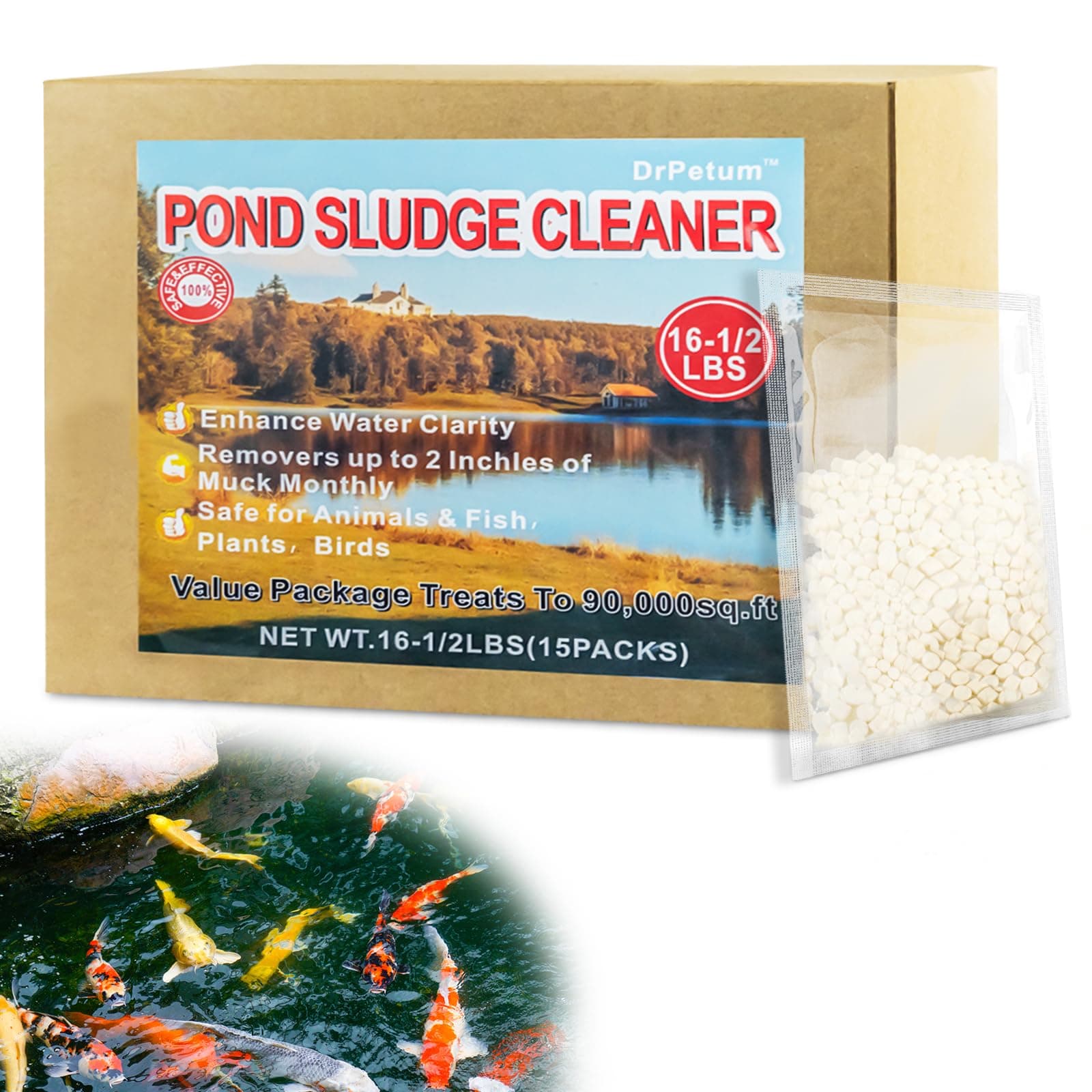 - Muck Reducer, 16LB Natural Muck Sludge Solution Tablets, Away Muck and Odor Control for Ponds & Lakes - Safe for Fish, Pets and Swimming, Optimize up to 90000 Sq Ft