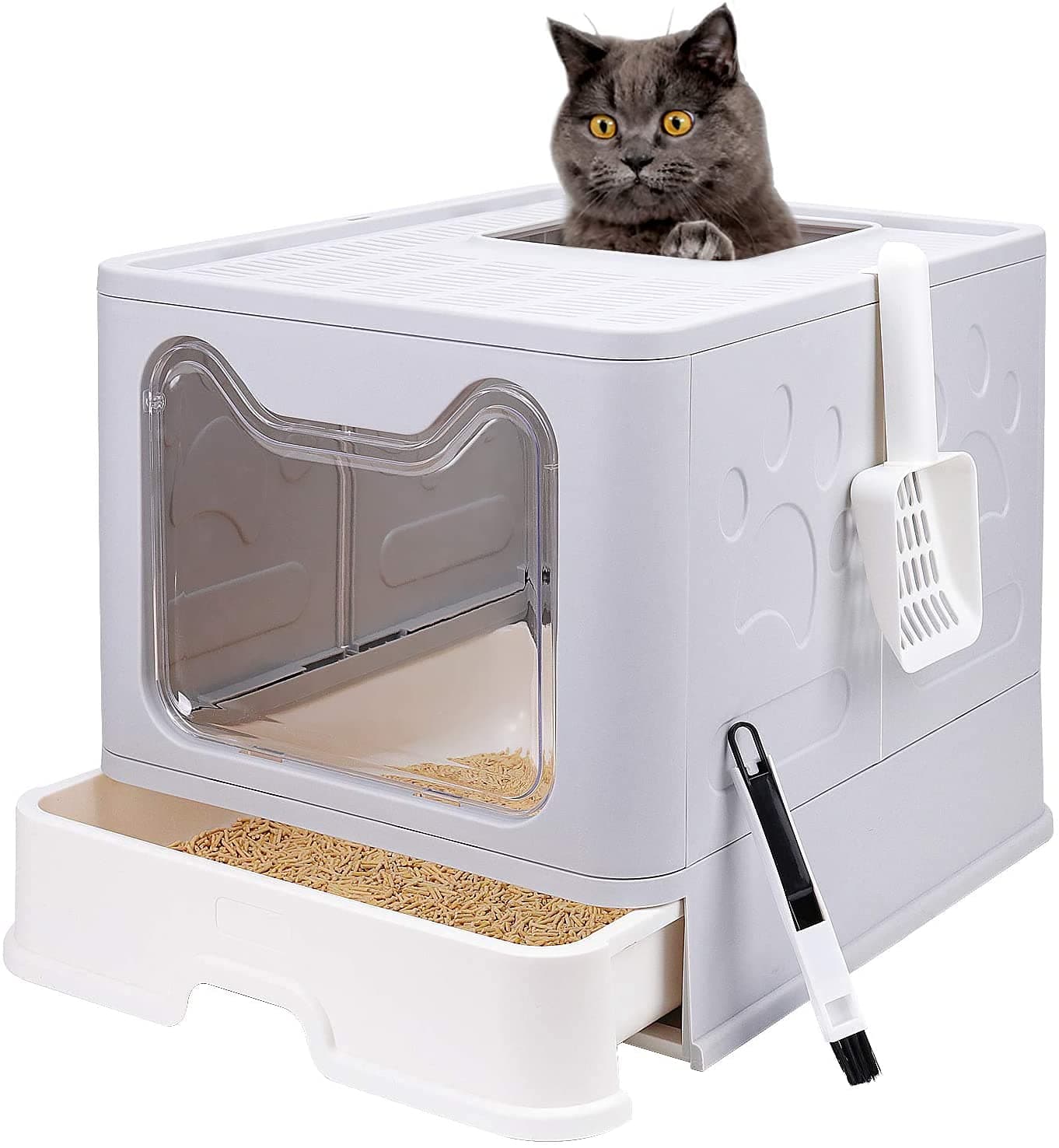 TIM Cat Litter Box with Lid (Grey)