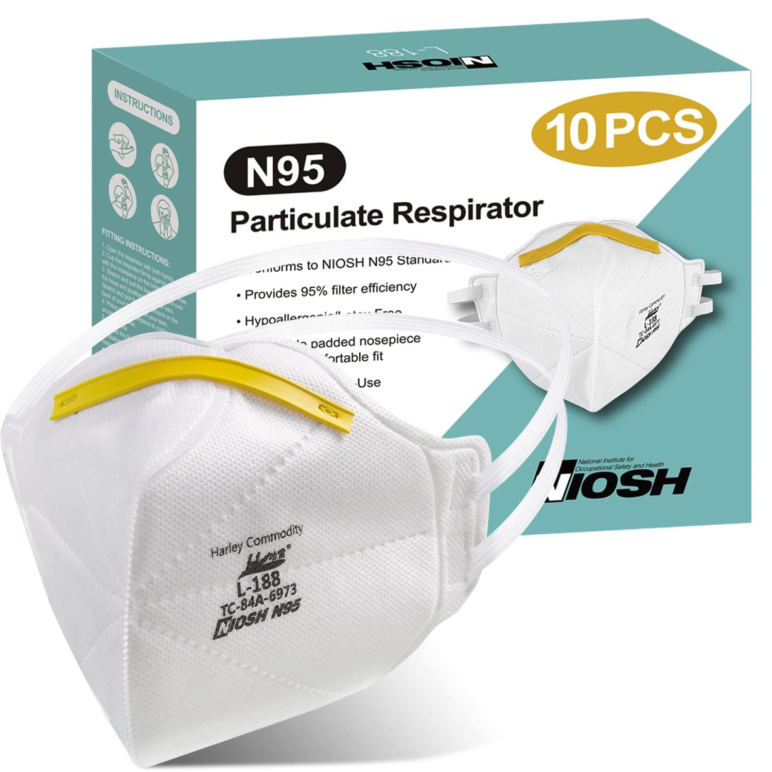 10 PACK N95 MASKS NOISH APPROVED