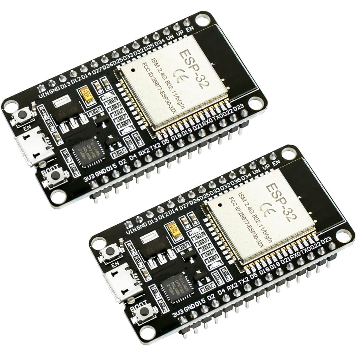 Hosyond 2Pack ESP-WROOM-32 ESP32 Development Board WiFi Bluetooth CP2102 Dual Core 2.4GHz Microcontroller Compatible with Arduino IDE, NodeMCU