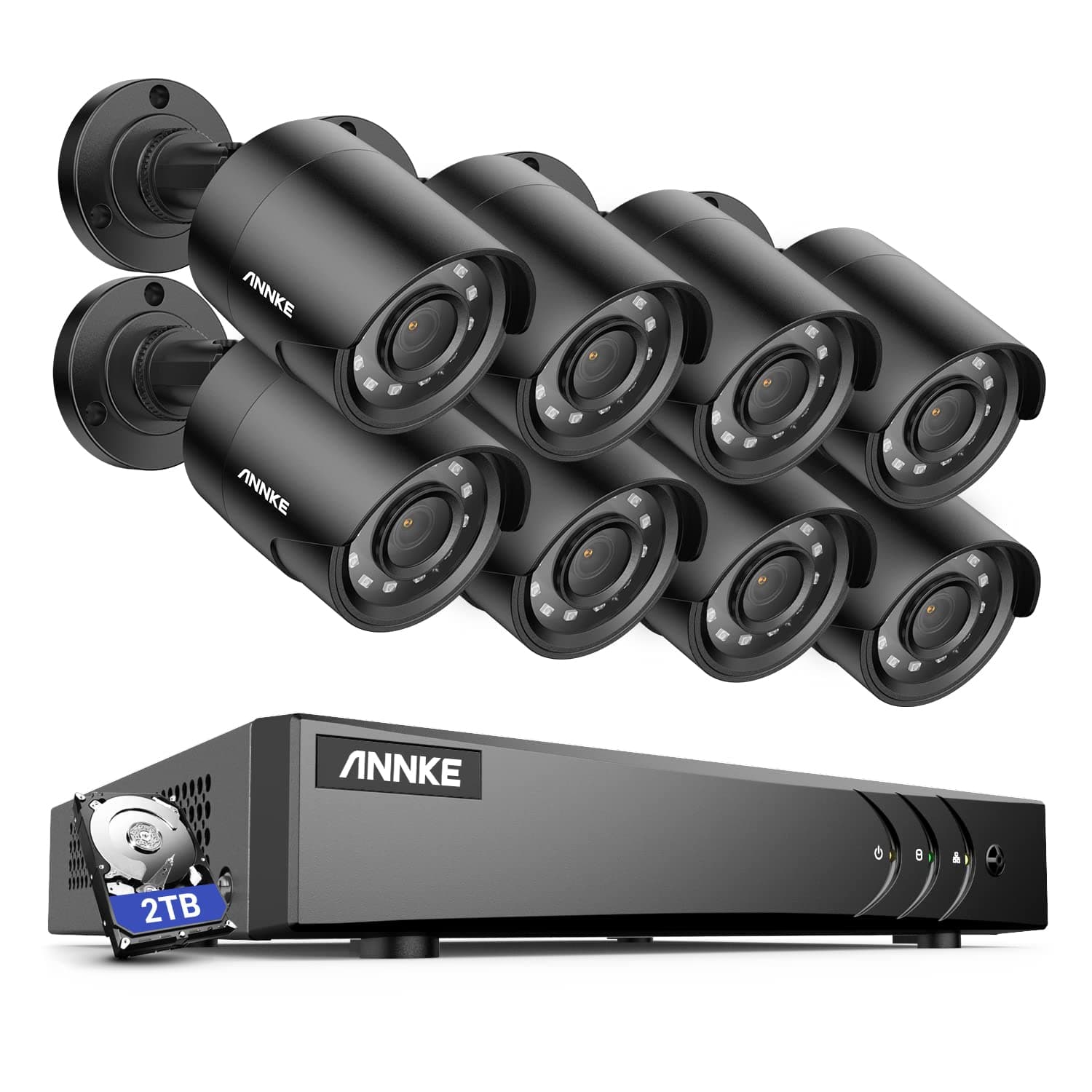 ANNKE 16CH 5MP Lite Full HD Surveillance Security Camera System with 2TB Hard Drive and 8X 1080P Outdoor Weatherproof CCTV Cameras, Super Day/Night Vision, Smartphone Remote View