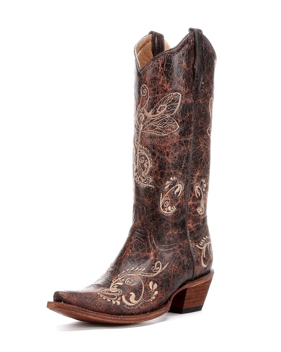 CORRAL Womens Dragonfly Distressed Embroidered
