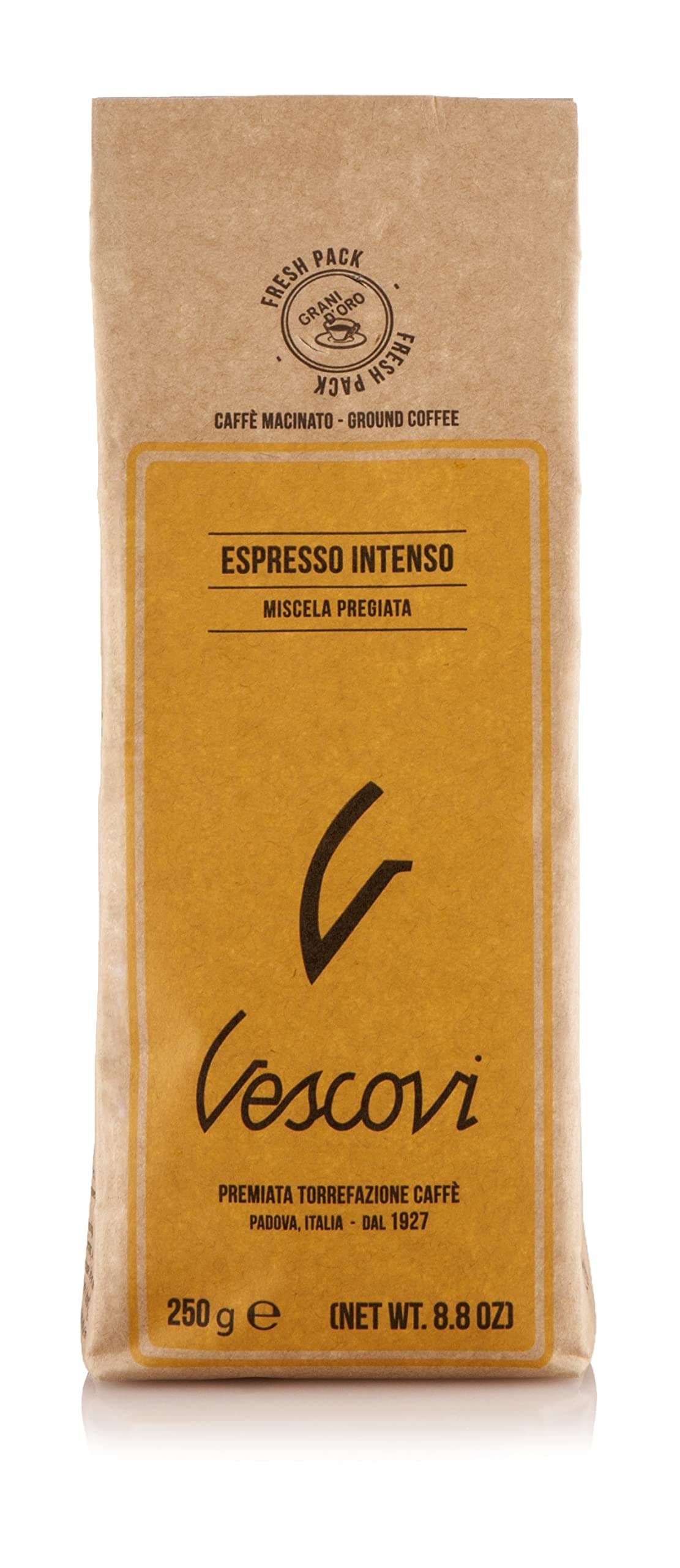 Espresso Intenso | Premium Italian Ground Espresso | Medium Roast | For Moka and Espresso Machines | 8.8oz/250g