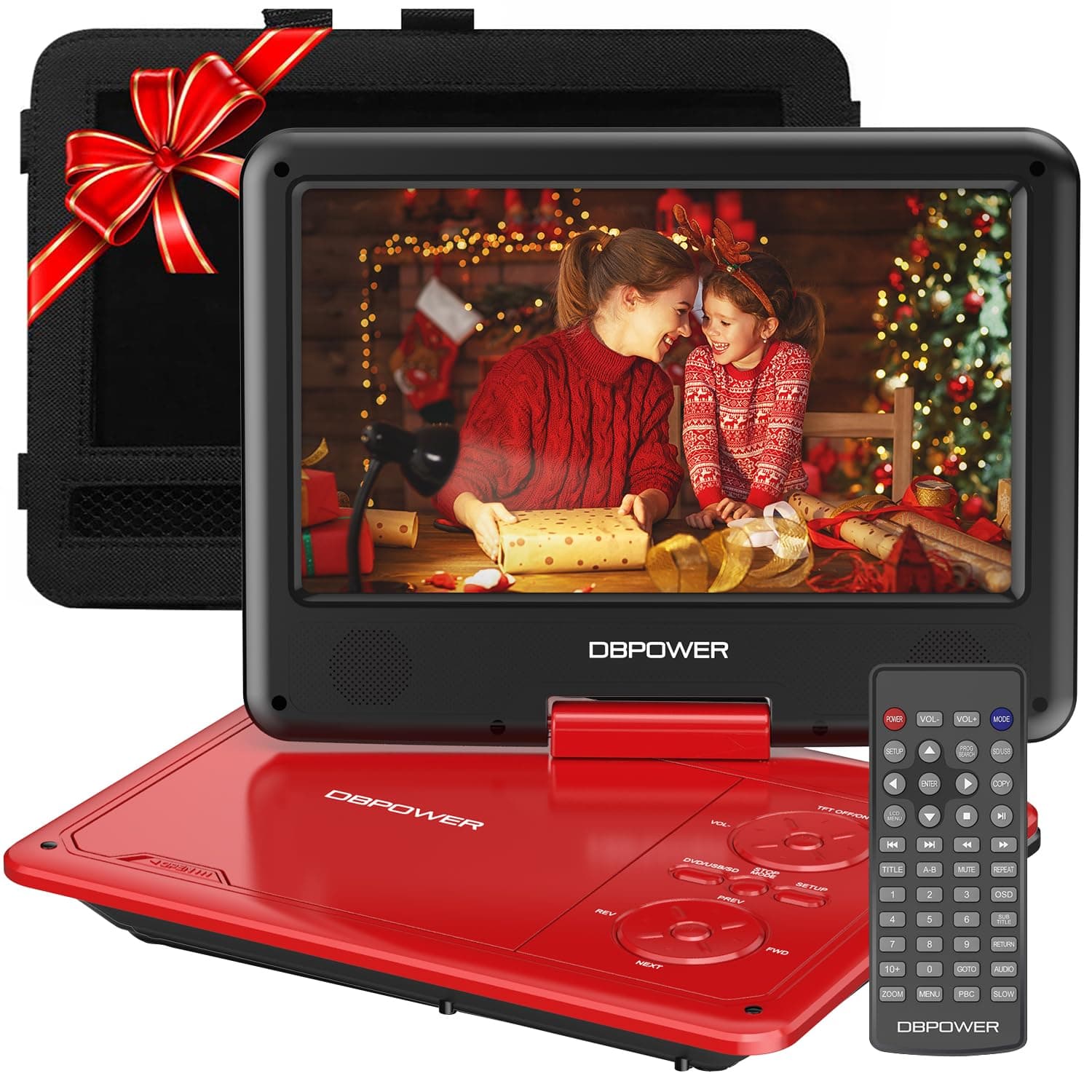 DBPOWER PD928 Portable DVD Player, Red