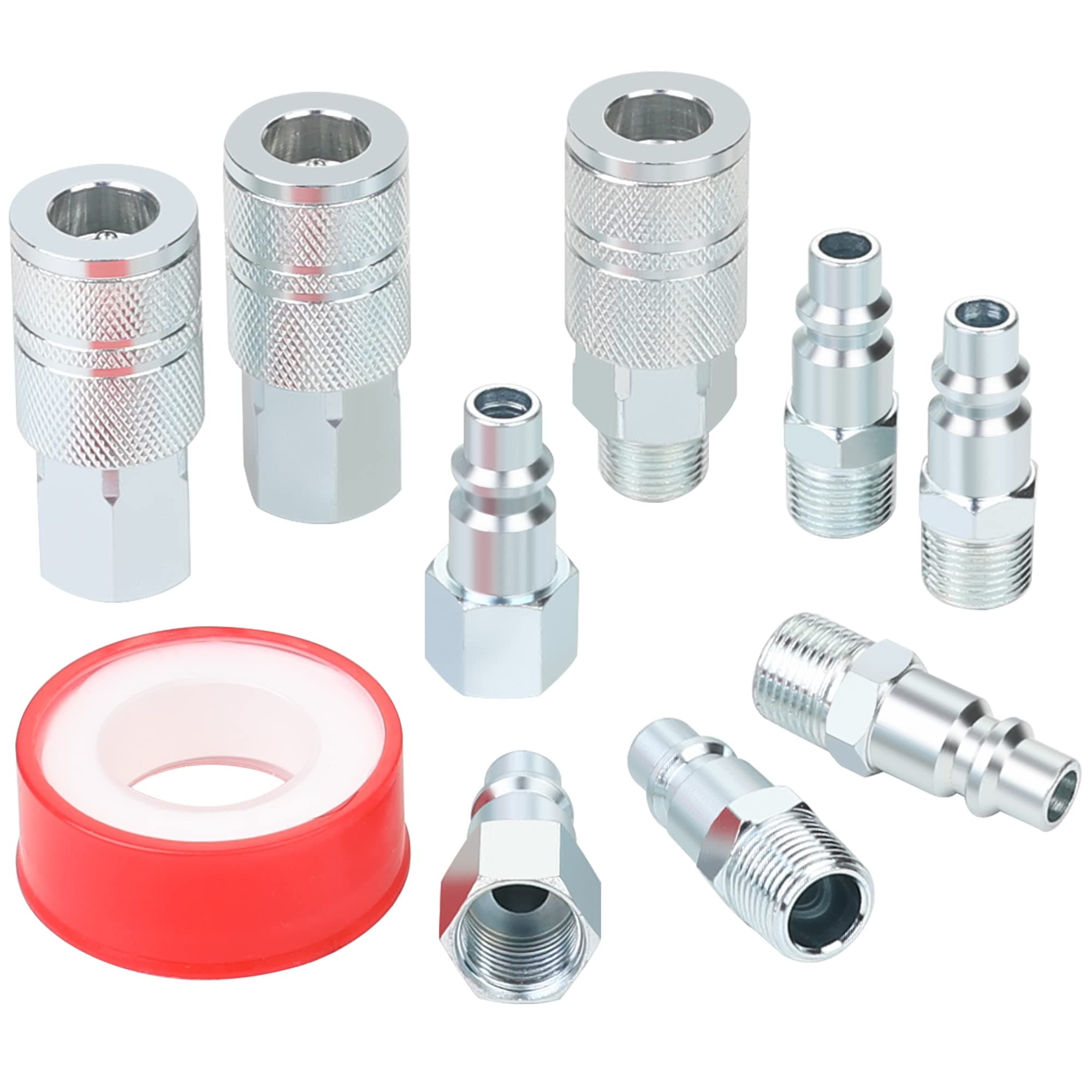 Air Coupler and Plug Kit, 3/8 Inch Flow Size, 3/8 Inch FNPT Threads, Air Compressor Accessories Fittings