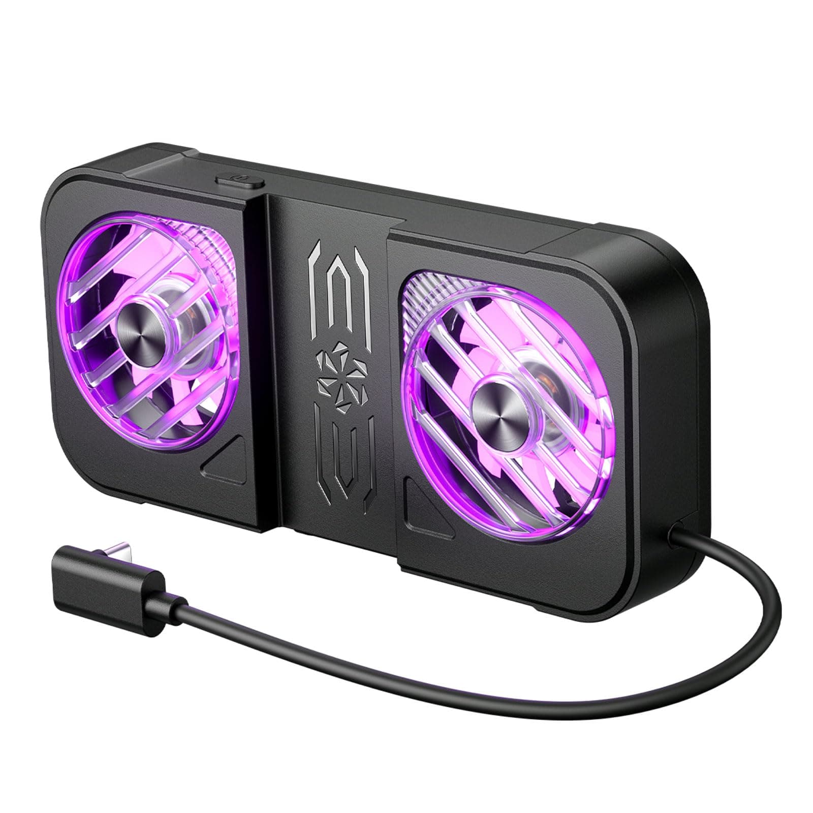 JSAUX Cooling Fan Compatible with JSAUX PC0111 ROG Ally X ModCase, Dual Silent RGB Fans for Heat Dispersion, with 65° Expandable Stand, USB-C Powered Game Console Cooler