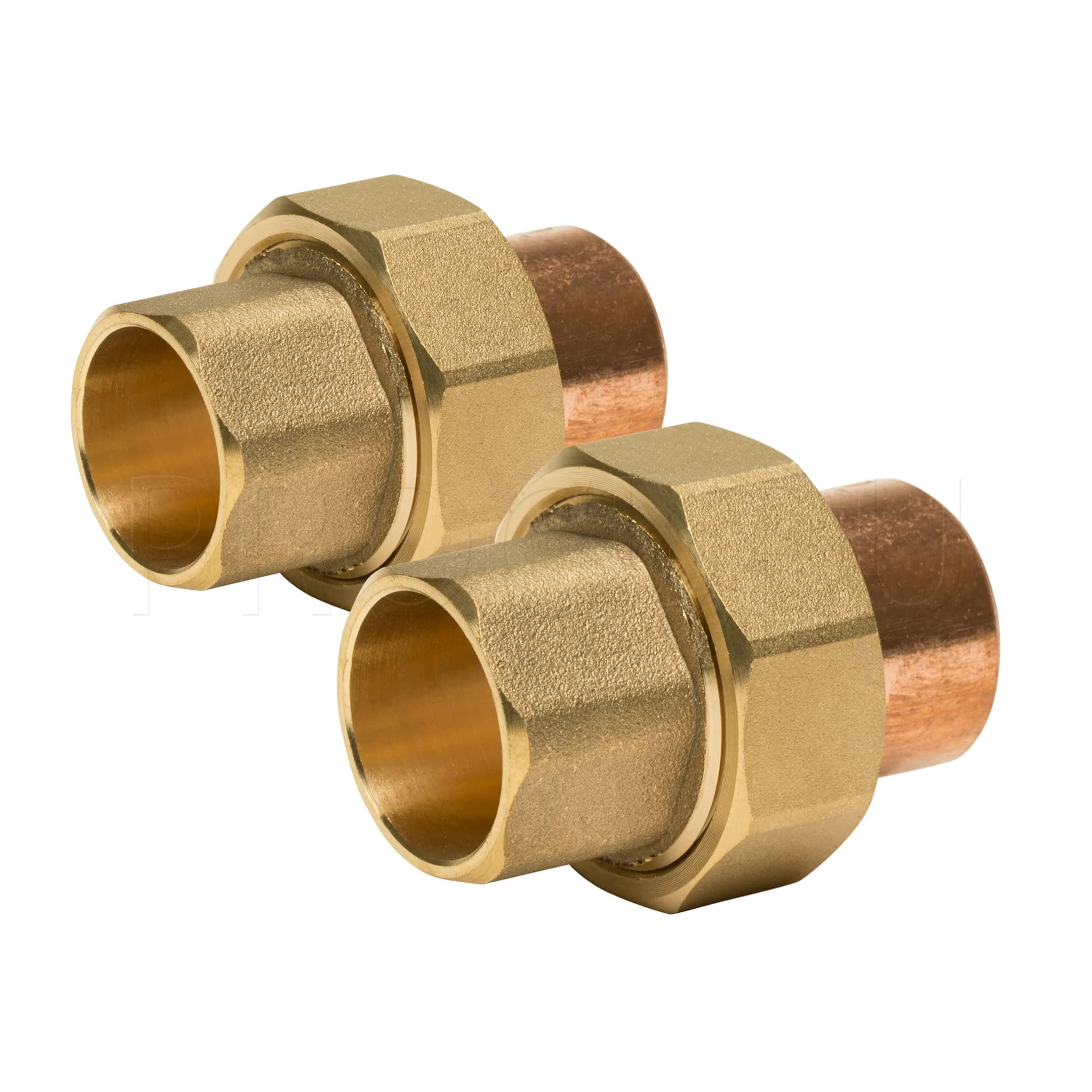 PROCURU2-Pack 3/4-Inch Copper Union CxC Sweat Connection, Made in USA, Certified Safe for Drinking Water (CWUN0034-2P)