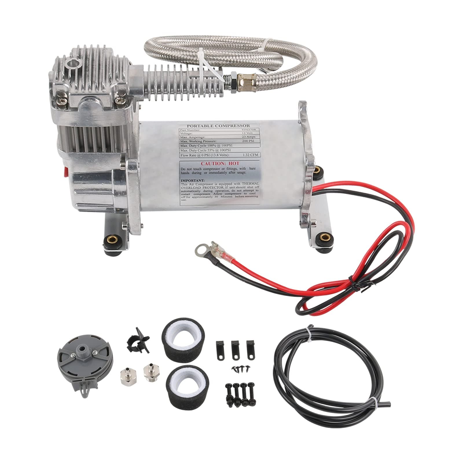 12V 444C 200 PSI Chrome Air Compressor for Auto/Motorcycle