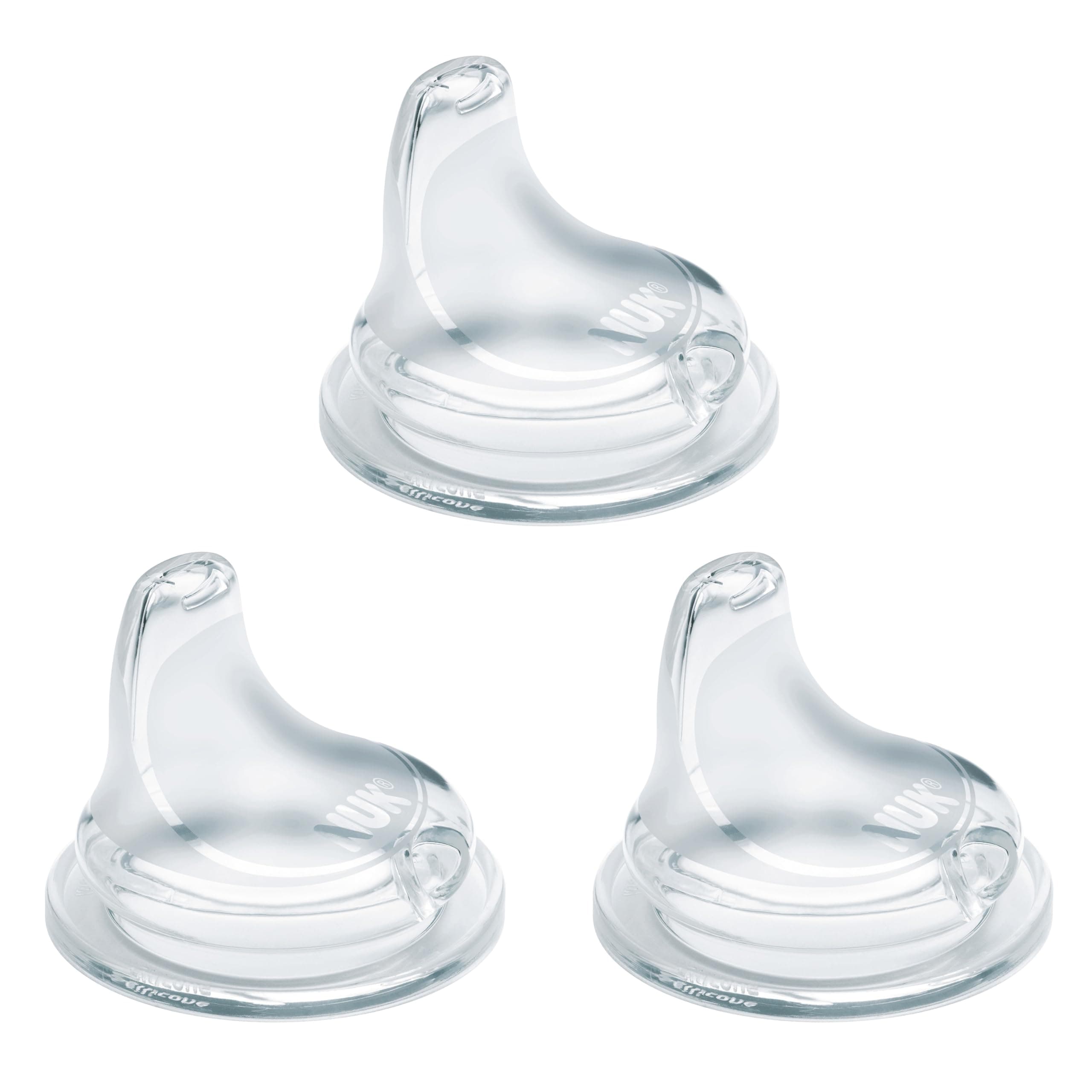 NUK Replacement Silicone Spout for Select NUK Cups, Spill-Proof, Soft Spout, Dishwasher-Safe, BPA-Free, Clear, Pack of 3