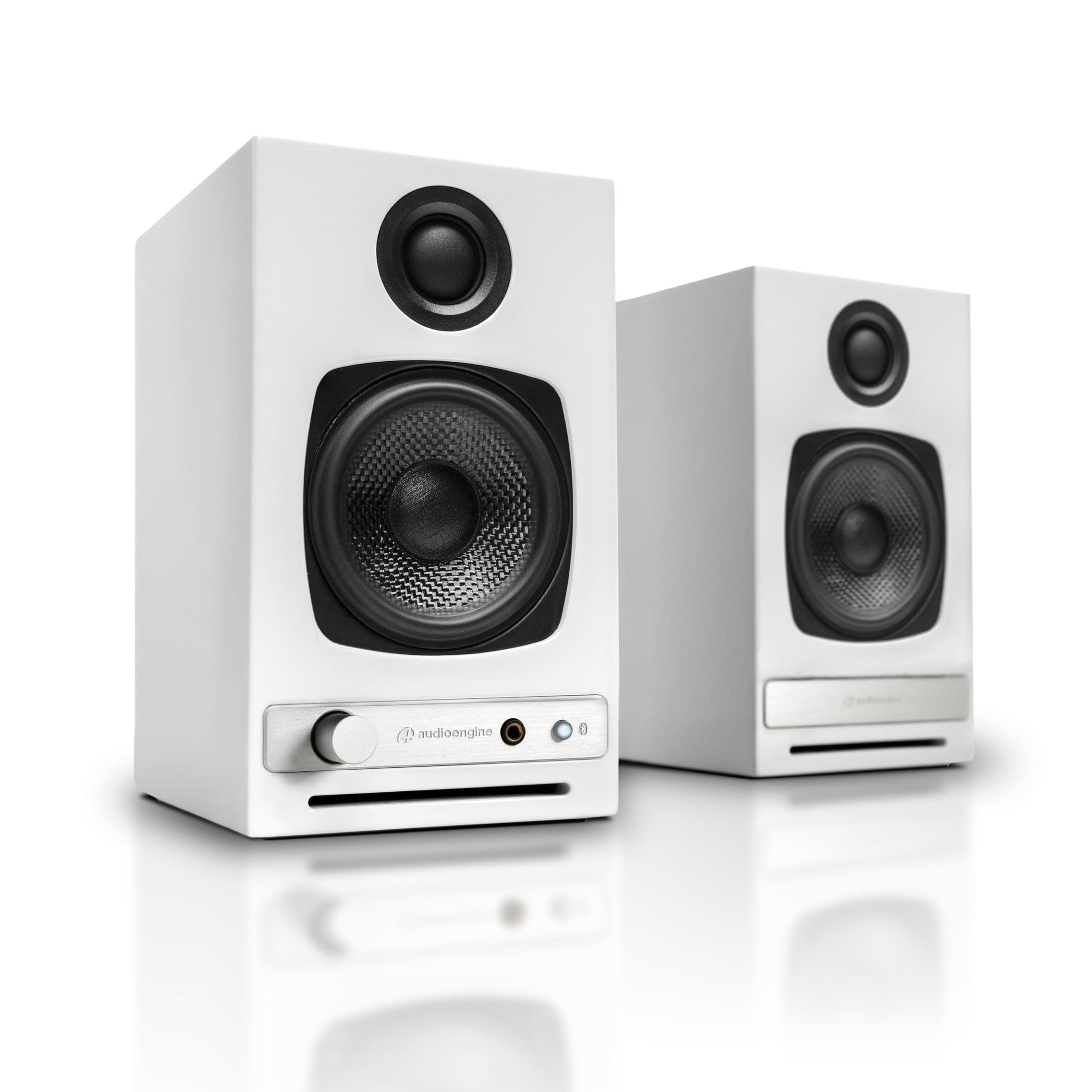 HD3 Wireless Speakers with Bluetooth - 60W Powered Computer Speakers for Desktop Monitor and Home Music System with aptX HD Bluetooth, AUX, USB, RCA, 24-bit DAC (White, Pair)