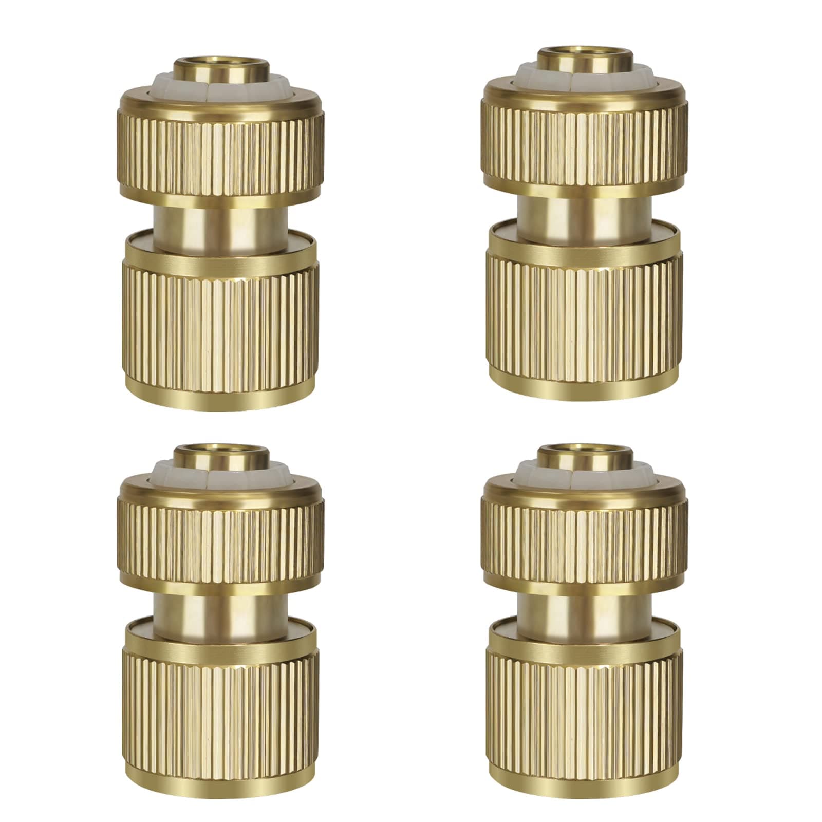 – 4 pc Brass Hose Quick Connector, 1/2 inch Expandable Garden Hose Faucet Connector and Adapter
