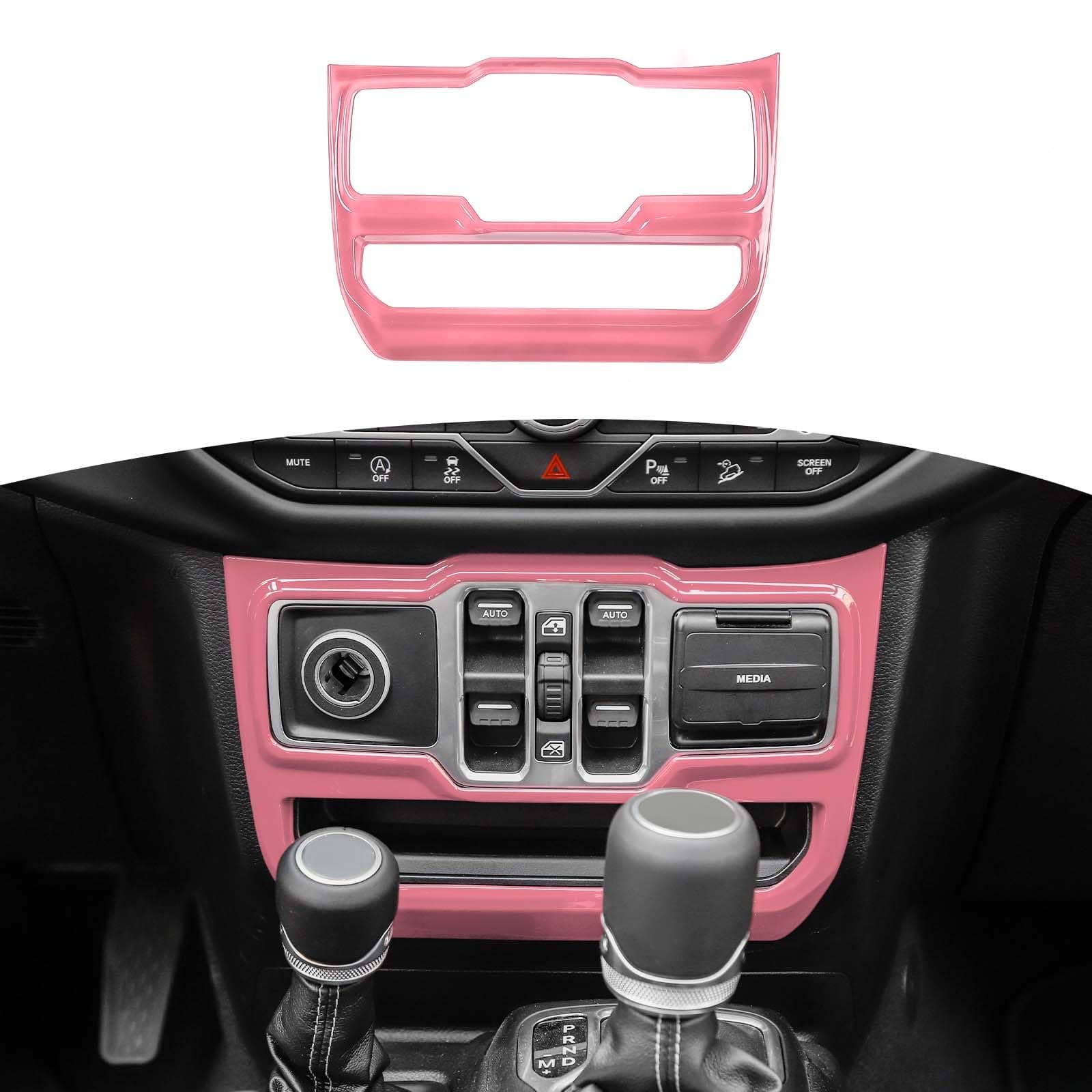 RT-TCZ for Jeep JL Center Dash Window Switch Panel Trim Cover for Jeep Wrangler JL JLU Gladiator JT 2018-2024 Pink Interior Accessories